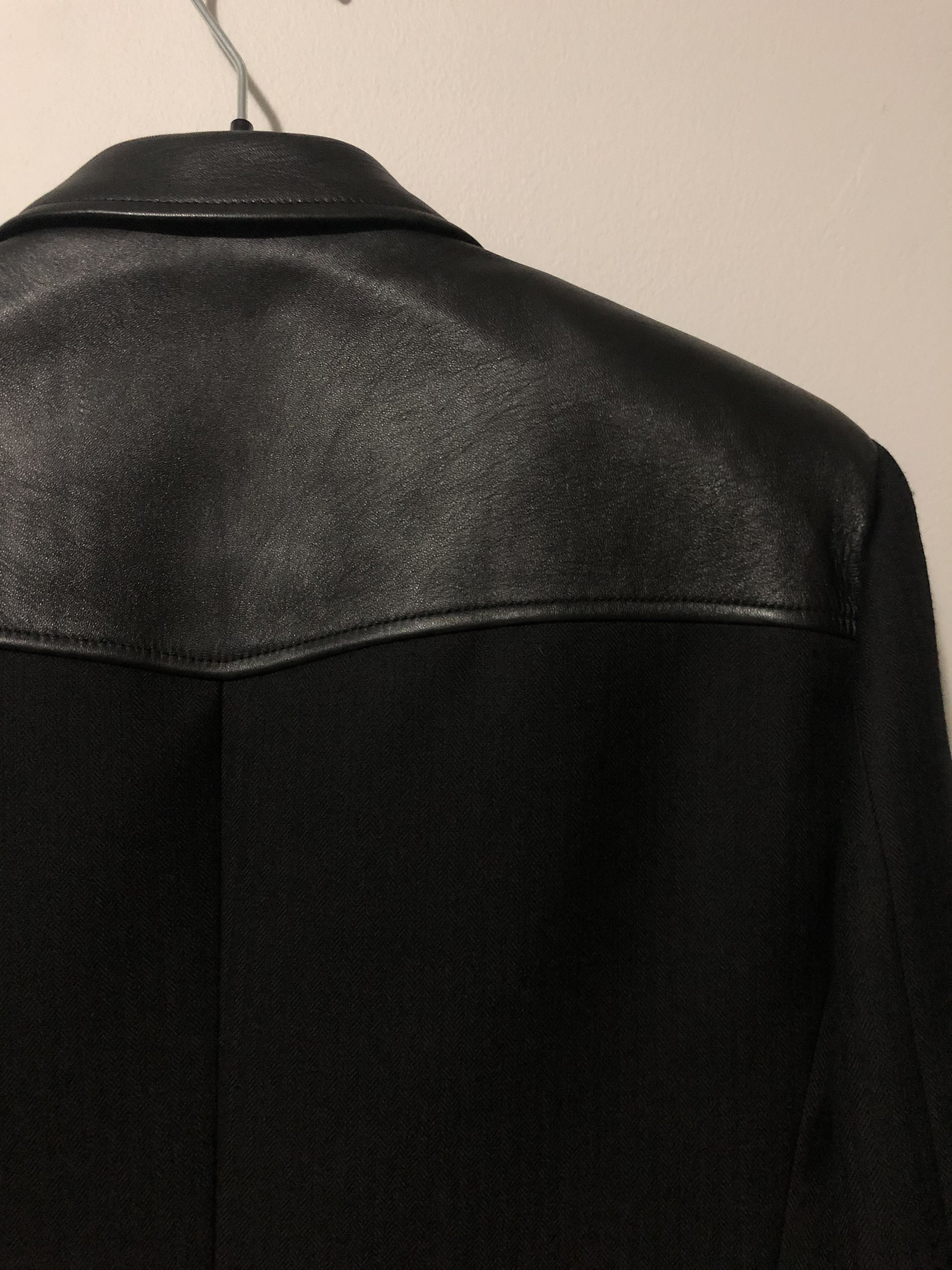 Saint Laurent Paris SS19 RUNWAY Leather Panel Blazer Size 46R - 4 Thumbnail