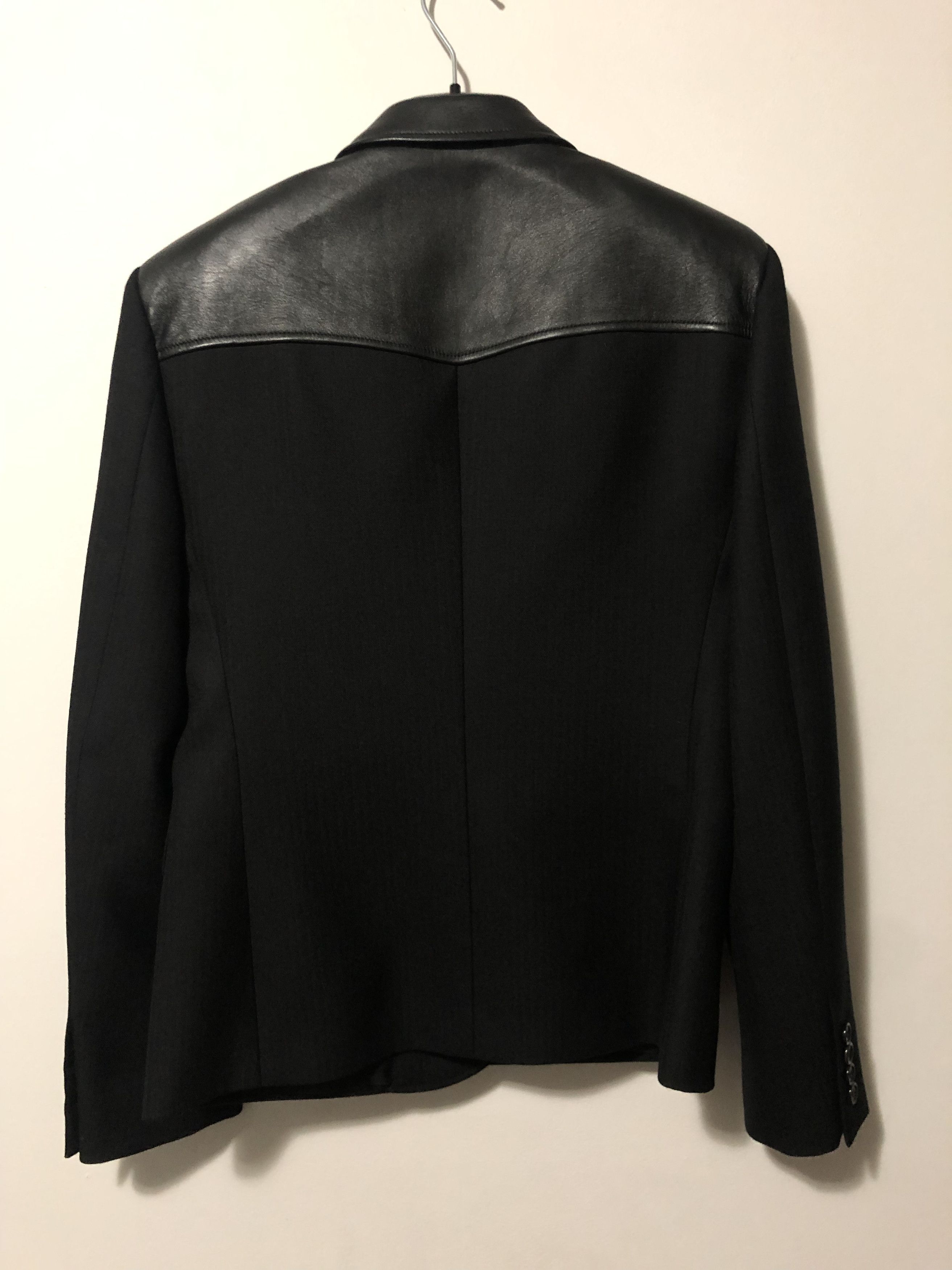 Saint Laurent Paris SS19 RUNWAY Leather Panel Blazer Size 46R - 3 Thumbnail