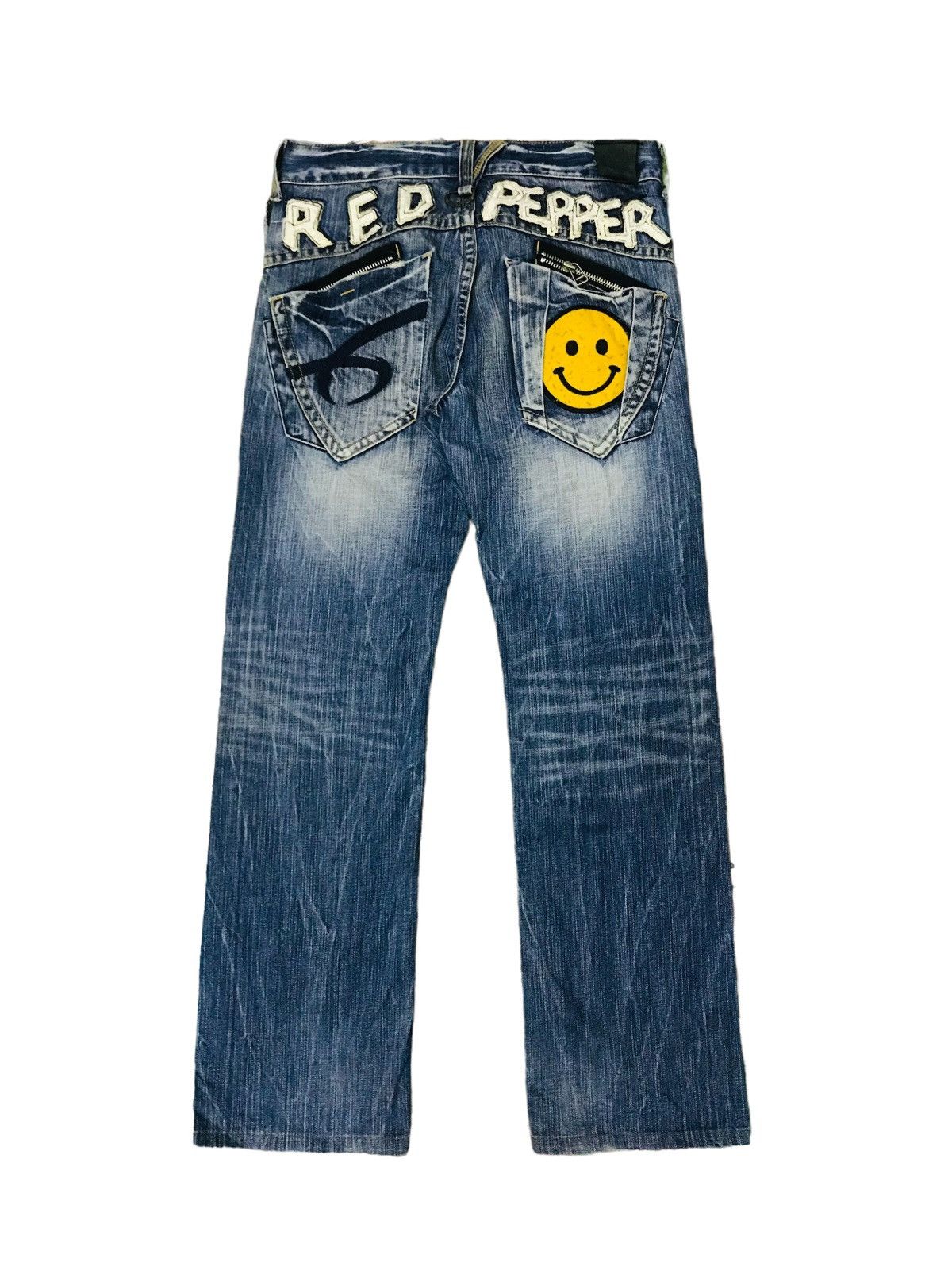 image of 20471120 x Avant Garde Red Pepper Patches Smiley Peace Zipper Pocket in Blue Jean, Men's (Size 32)