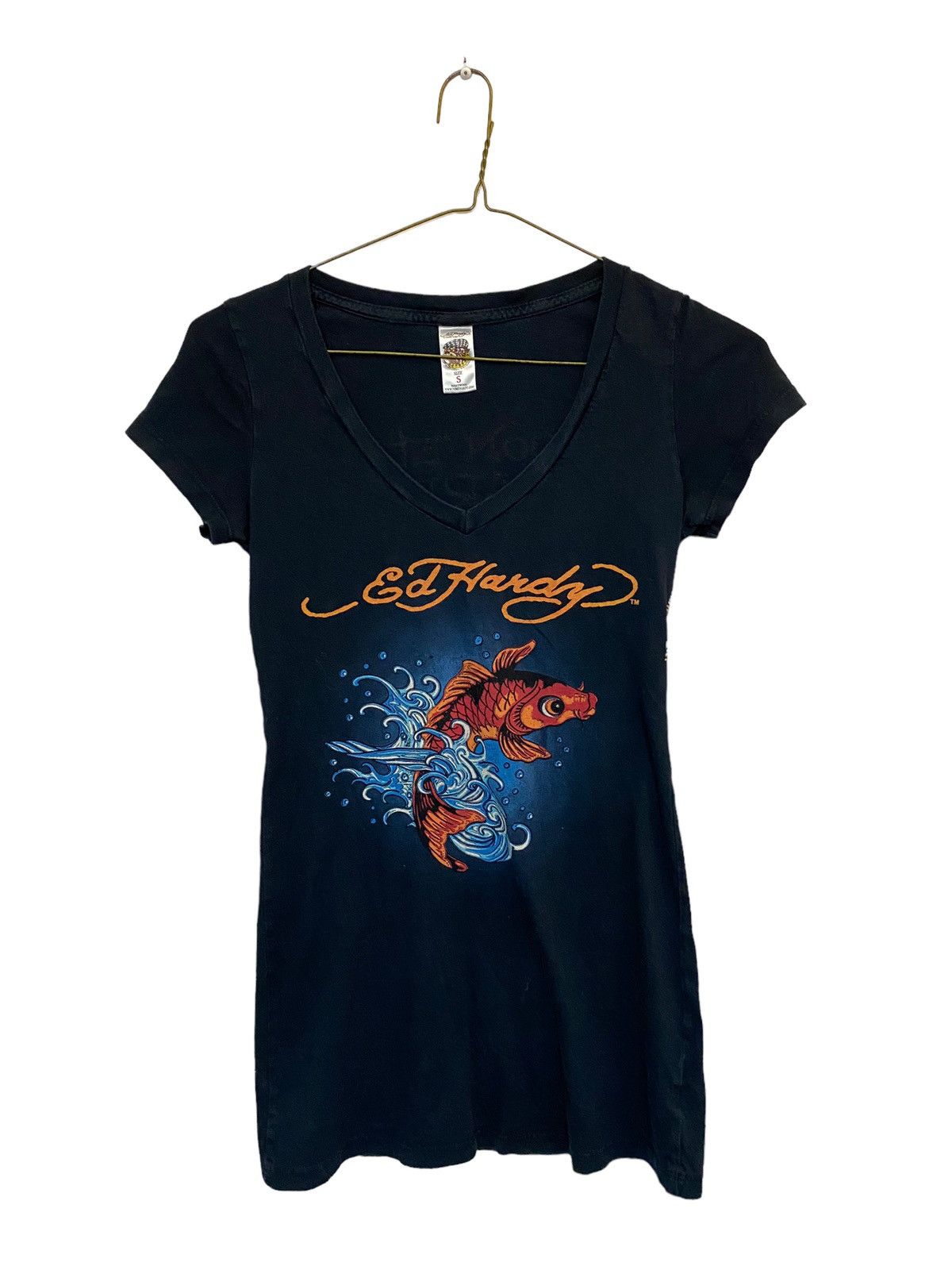 Ed Hardy × Vintage Y2K Ed Hardy Koi Fish Tattoo V Neck T