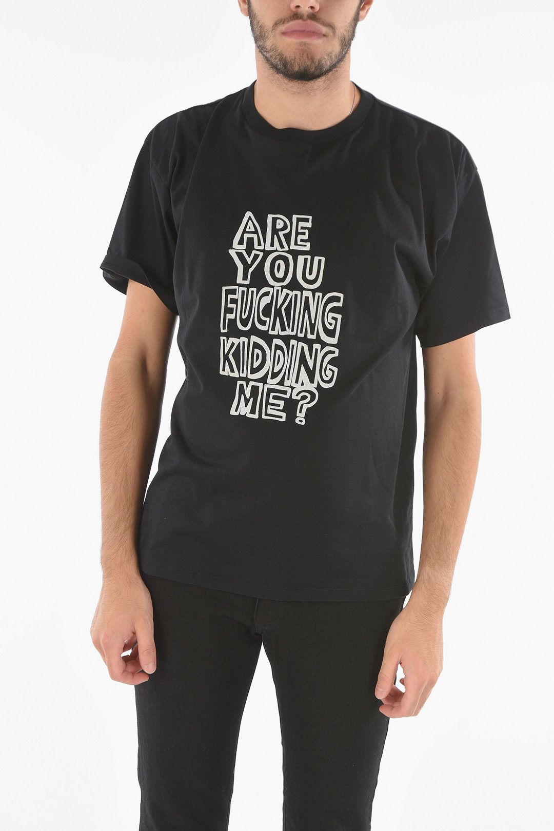 image of Celine 'are You Fucking Kidding Me' Logo T-Shirt in Black, Men's (Size XL)