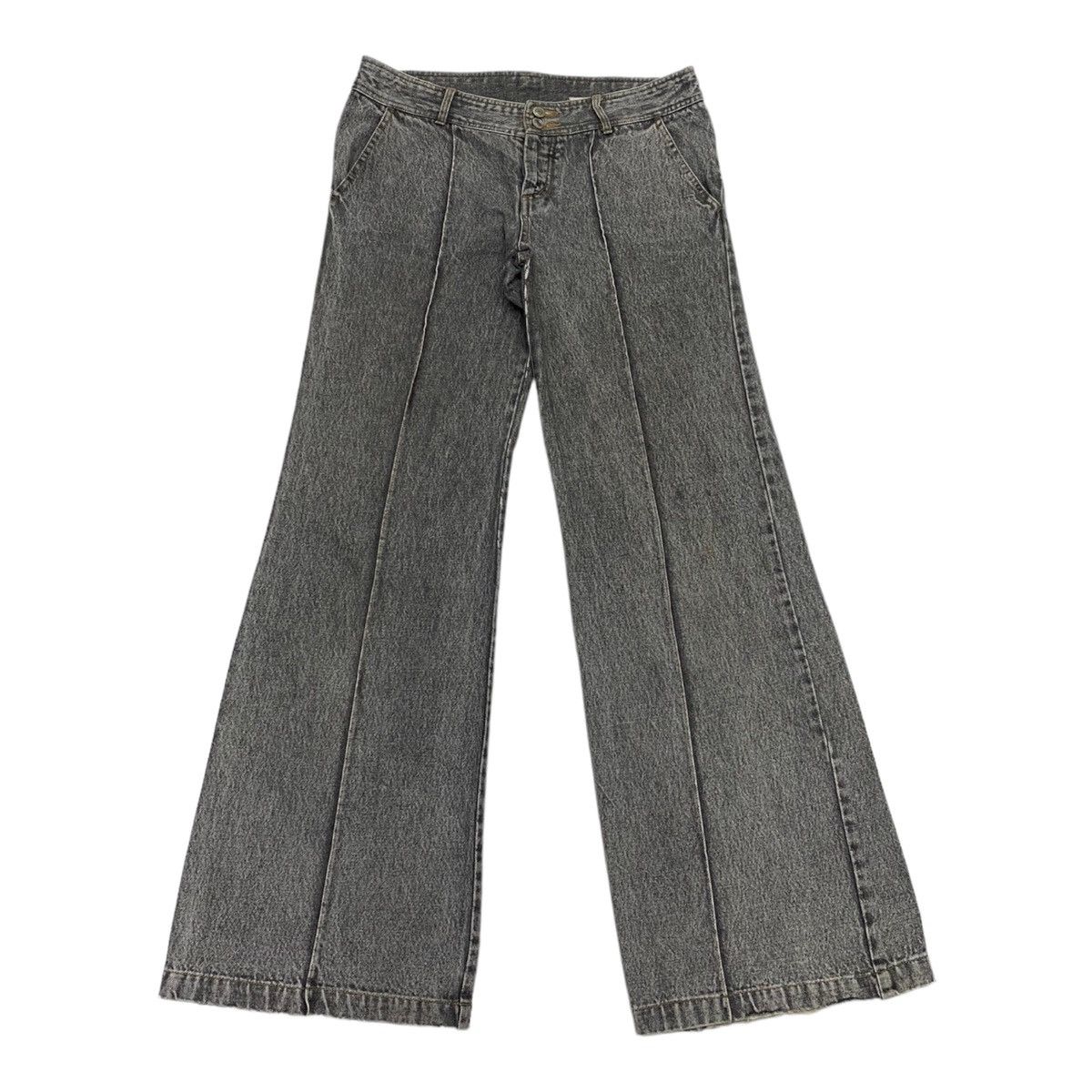 image of Japanese Avant Garde Style Denim Flare Distressed Bootcut in Grey, Men's (Size 32)
