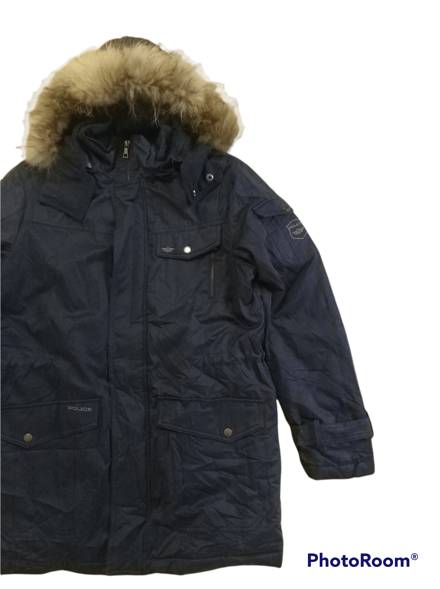 Other 🔥Police Faux Fur Fishtail Quilted Jacket Size US M / EU 48-50 / 2 - 3 Thumbnail