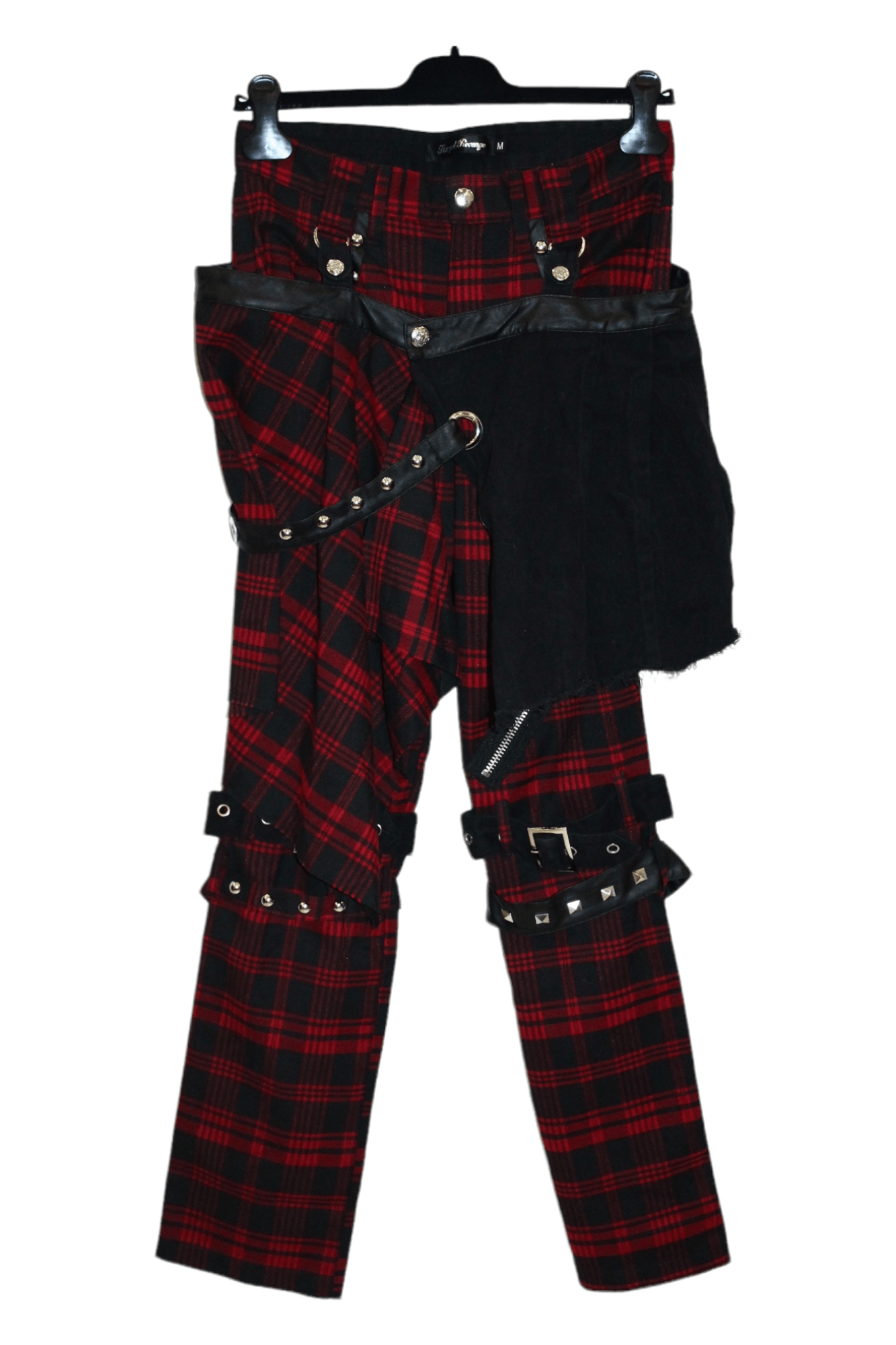 image of VTG Sex Pot Revenge Destroy Punk Bondage Tartan Pants in Red Tartan, Men's (Size 32)