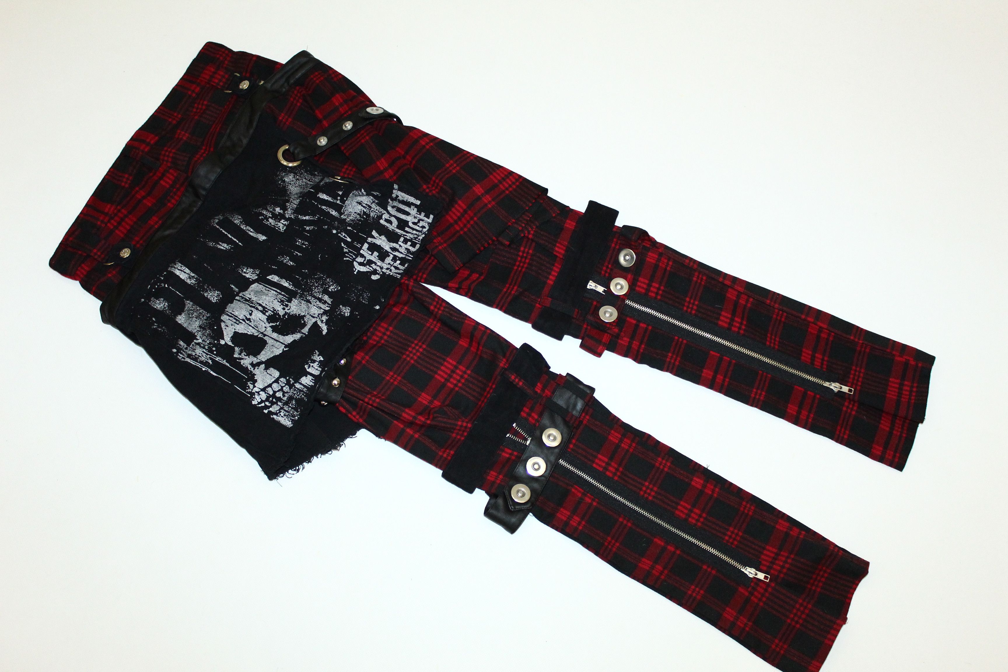 Japanese Brand Y2K💥VTG Sex Pot Revenge Destroy Punk Bondage Tartan Pants Size US 32 / EU 48 - 11 Thumbnail