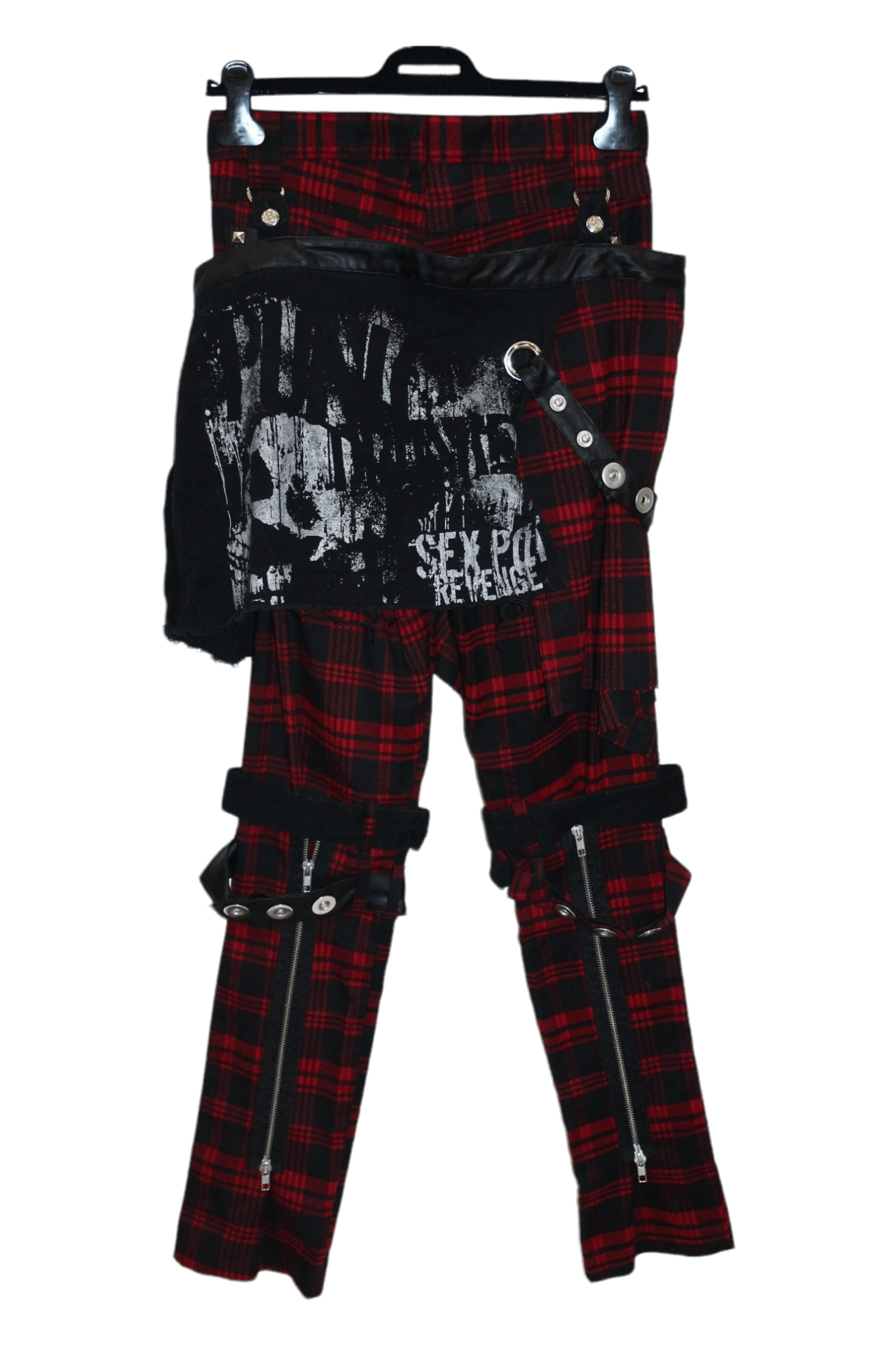 Japanese Brand Y2K💥VTG Sex Pot Revenge Destroy Punk Bondage Tartan Pants Size US 32 / EU 48 - 2 Thumbnail