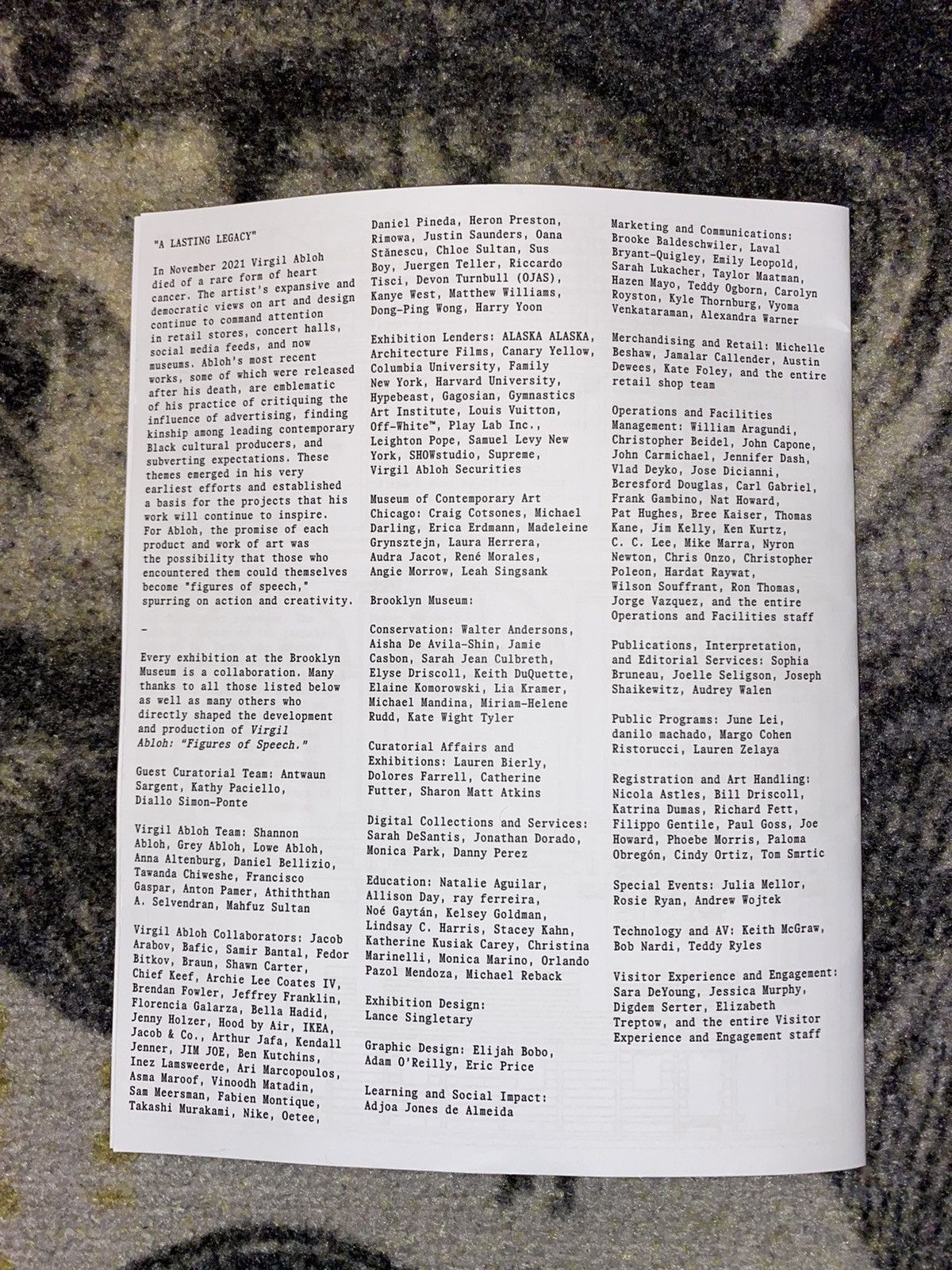 Virgil Abloh Virgil Abloh x Brooklyn Museum Pamphlet Size ONE SIZE - 2 Thumbnail
