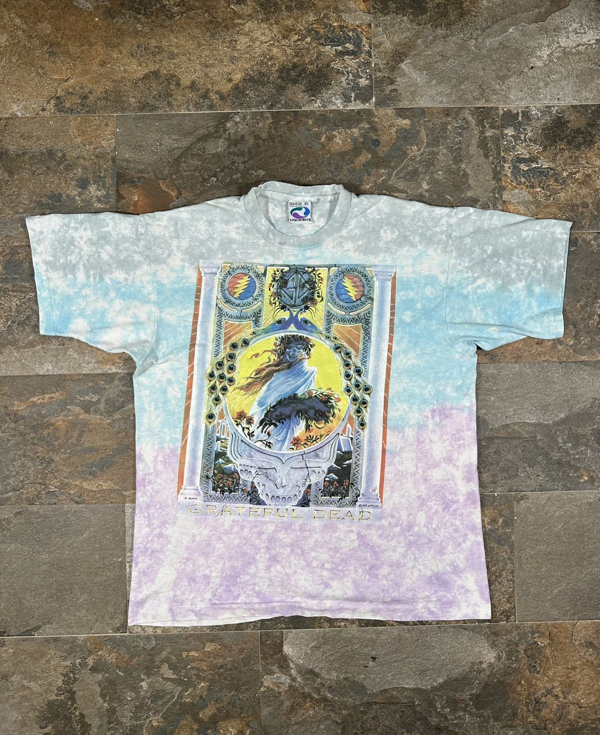 1995 Grateful Dead 30th Anniversary Tour Liquid Blue Tie Dye Shirt