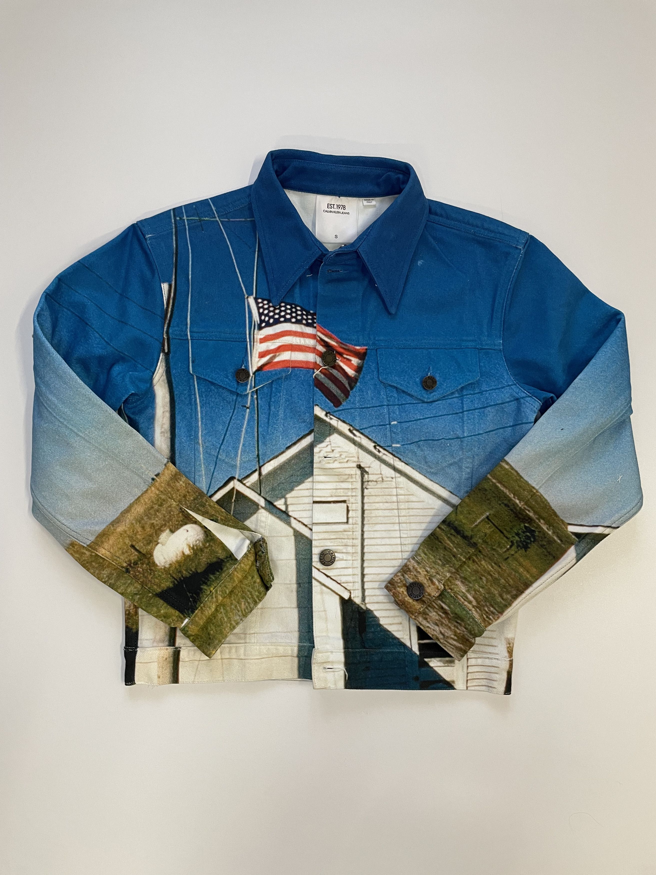 Calvin Klein Calvin Klein est 1978 Landscape Flag Denim Jacket Size US S / EU 44-46 / 1 - 1 Thumbnail