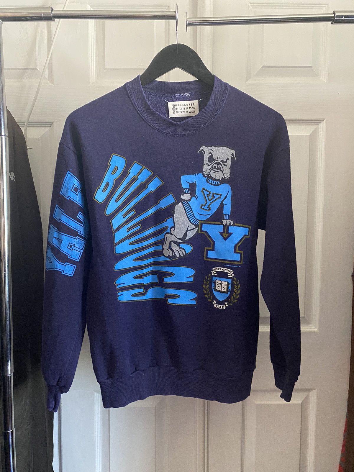 image of Maison Margiela Maison Martin Margiela 1999 Artisanal Vintage Yale Sweat in Blue (Size Medium)