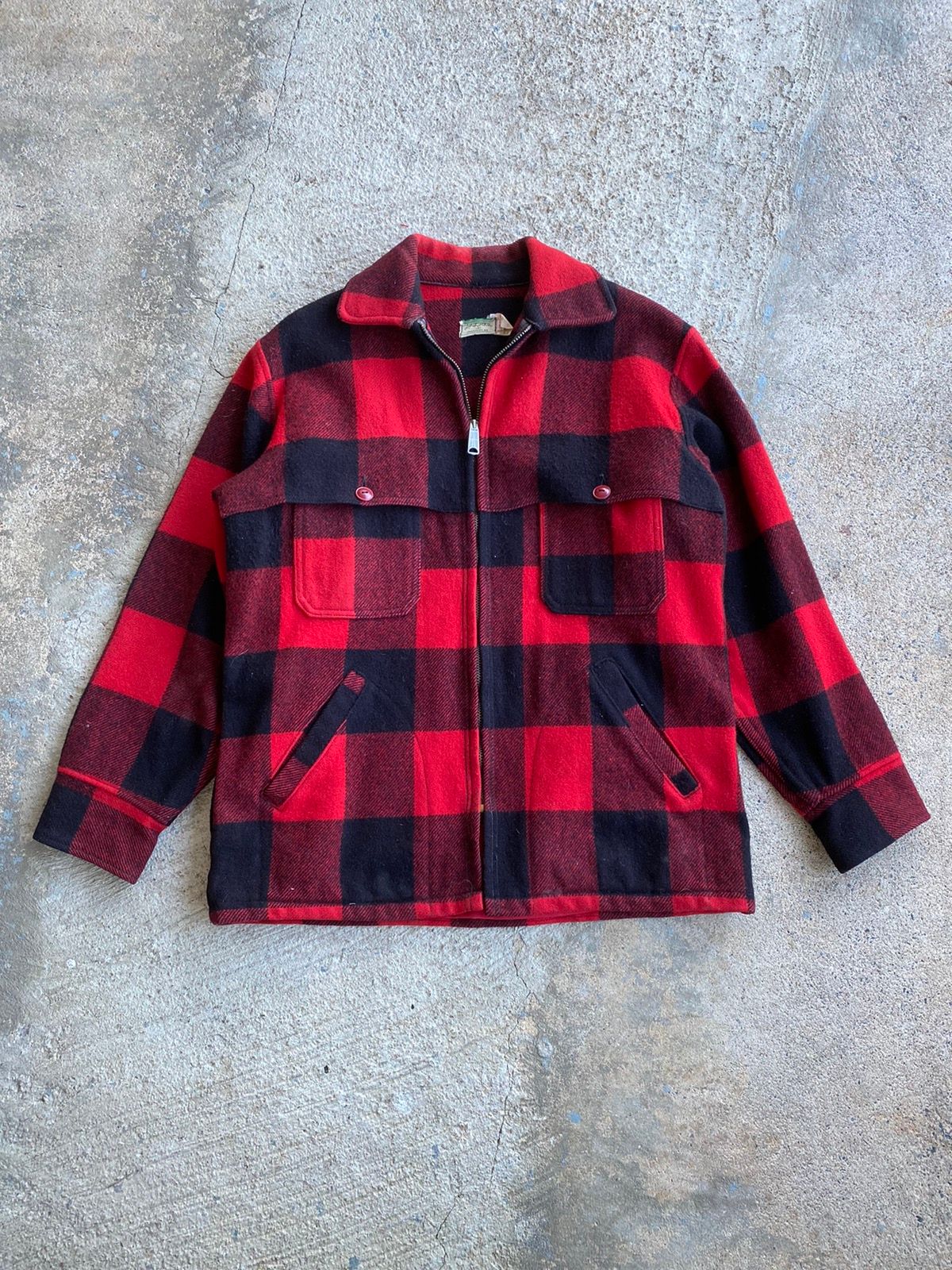 Pre-owned L L Bean X Vintage 60's Ll Bean Buffalo Plaid Wool Hunting Jacket In Red/black