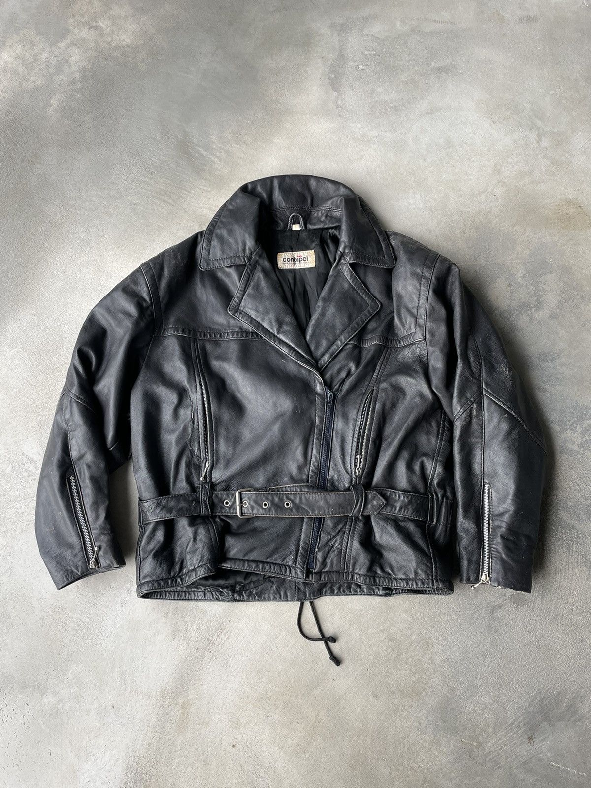 image of Genuine Leather x Leather Jacket 90’S Distressed Leather Jacket in Black, Men's (Size Large)