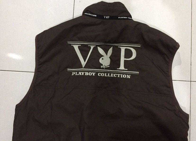image of Playboy Vip Rabbit Big Logo Vest Jacket in Brown, Men's (Size Medium)