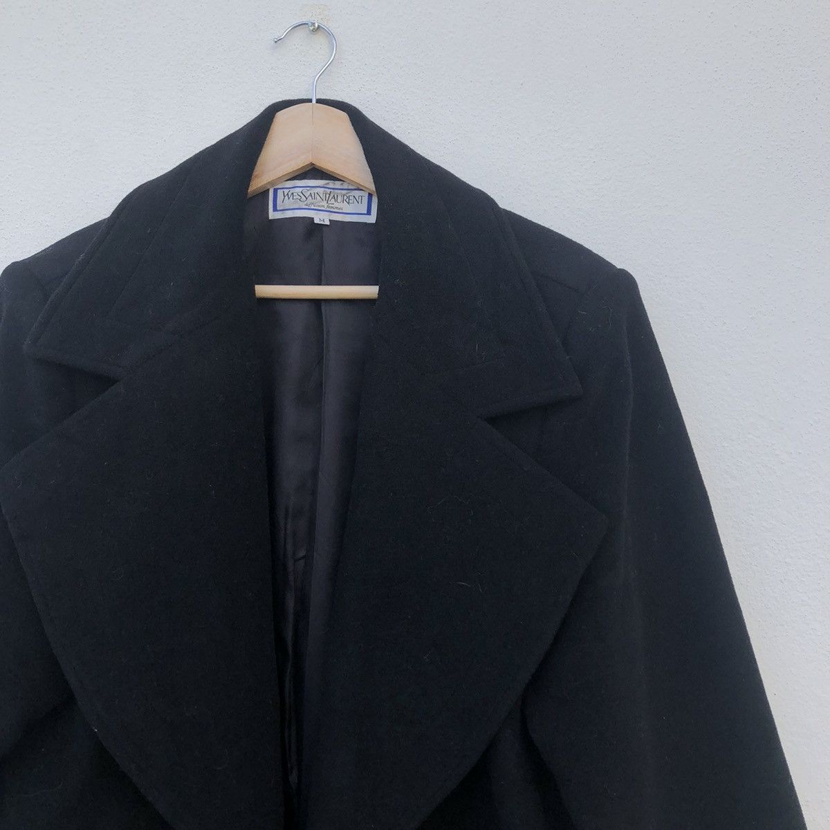 Yves Saint Laurent 🔥RICH BLACK - FLY COATS LONG JACKET WOOL DOUBLE BREAST Size US M / EU 48-50 / 2 - 6 Thumbnail