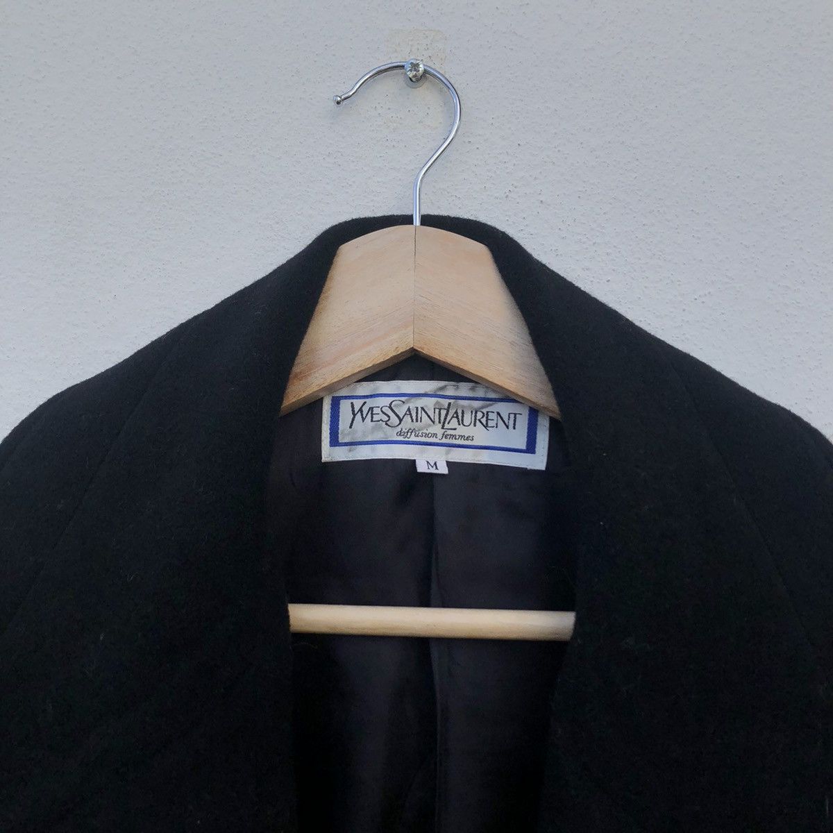 Yves Saint Laurent 🔥RICH BLACK - FLY COATS LONG JACKET WOOL DOUBLE BREAST Size US M / EU 48-50 / 2 - 7 Thumbnail