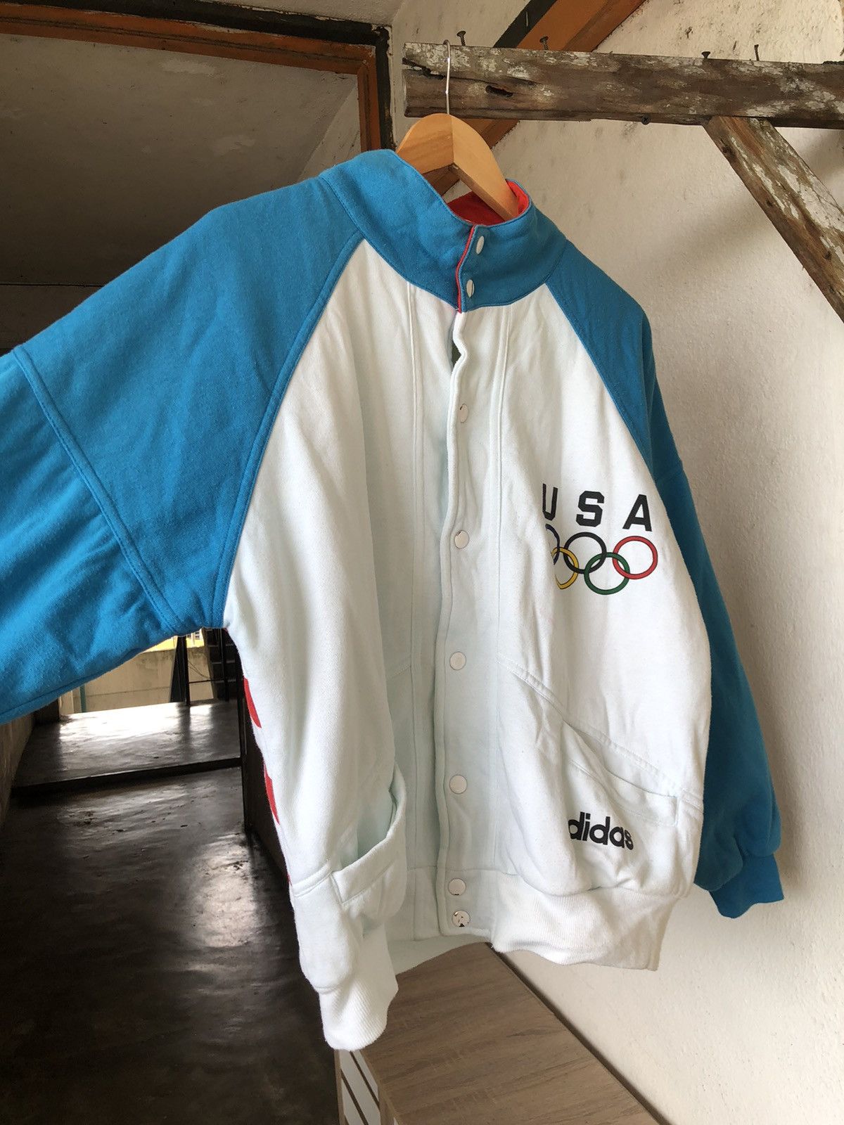 Adidas Vintage 90s Adidas USA Olympic Button Up Jacket Size US L / EU 52-54 / 3 - 11 Thumbnail