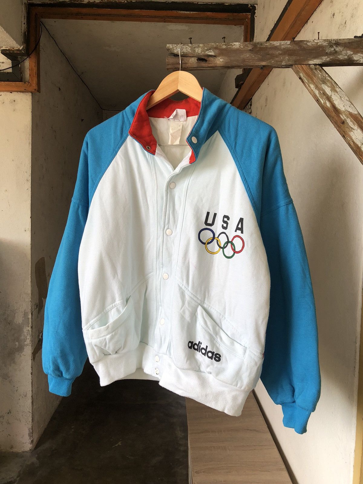 Adidas Vintage 90s Adidas USA Olympic Button Up Jacket Size US L / EU 52-54 / 3 - 15 Thumbnail