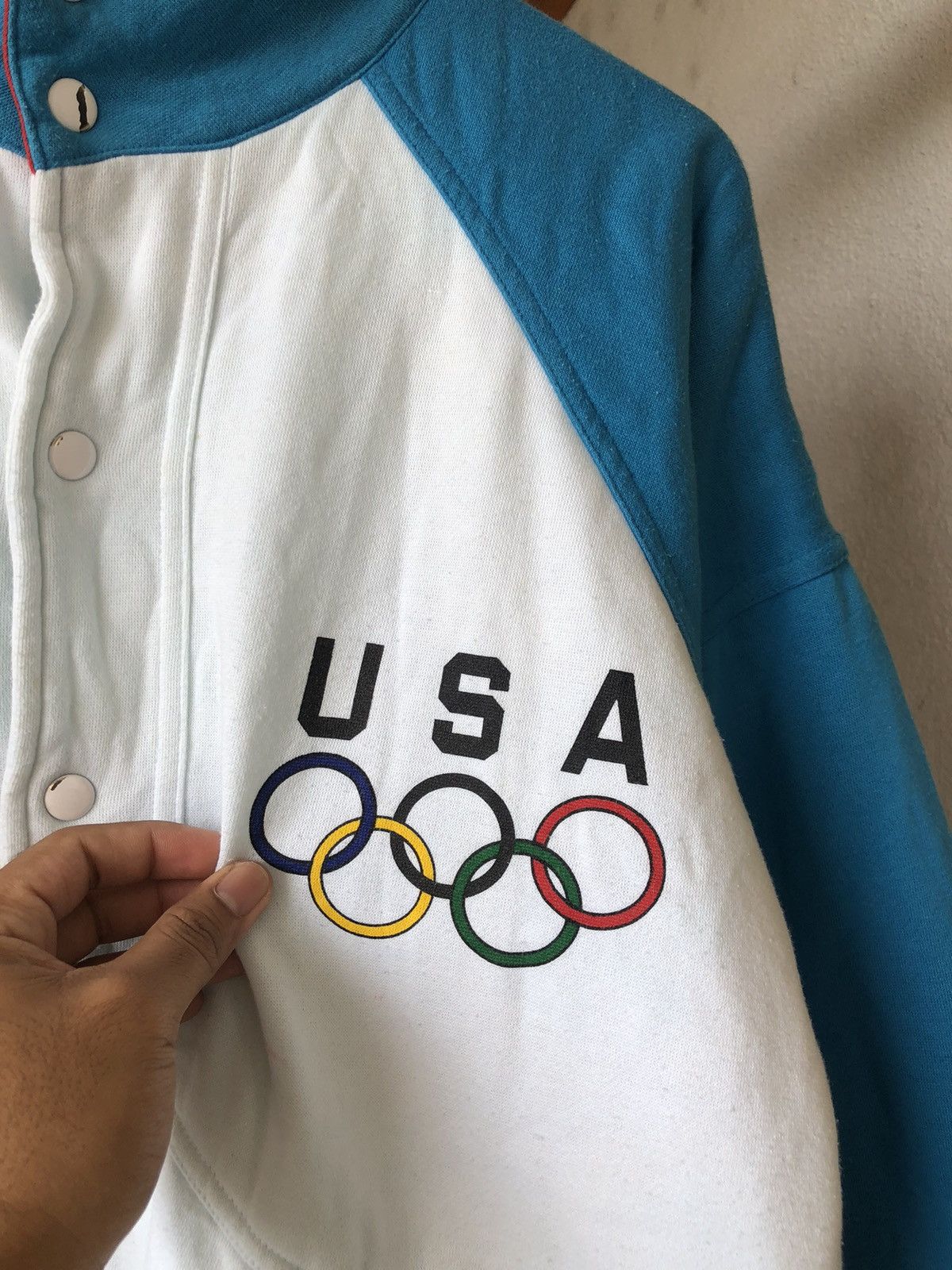 Adidas Vintage 90s Adidas USA Olympic Button Up Jacket Size US L / EU 52-54 / 3 - 8 Thumbnail