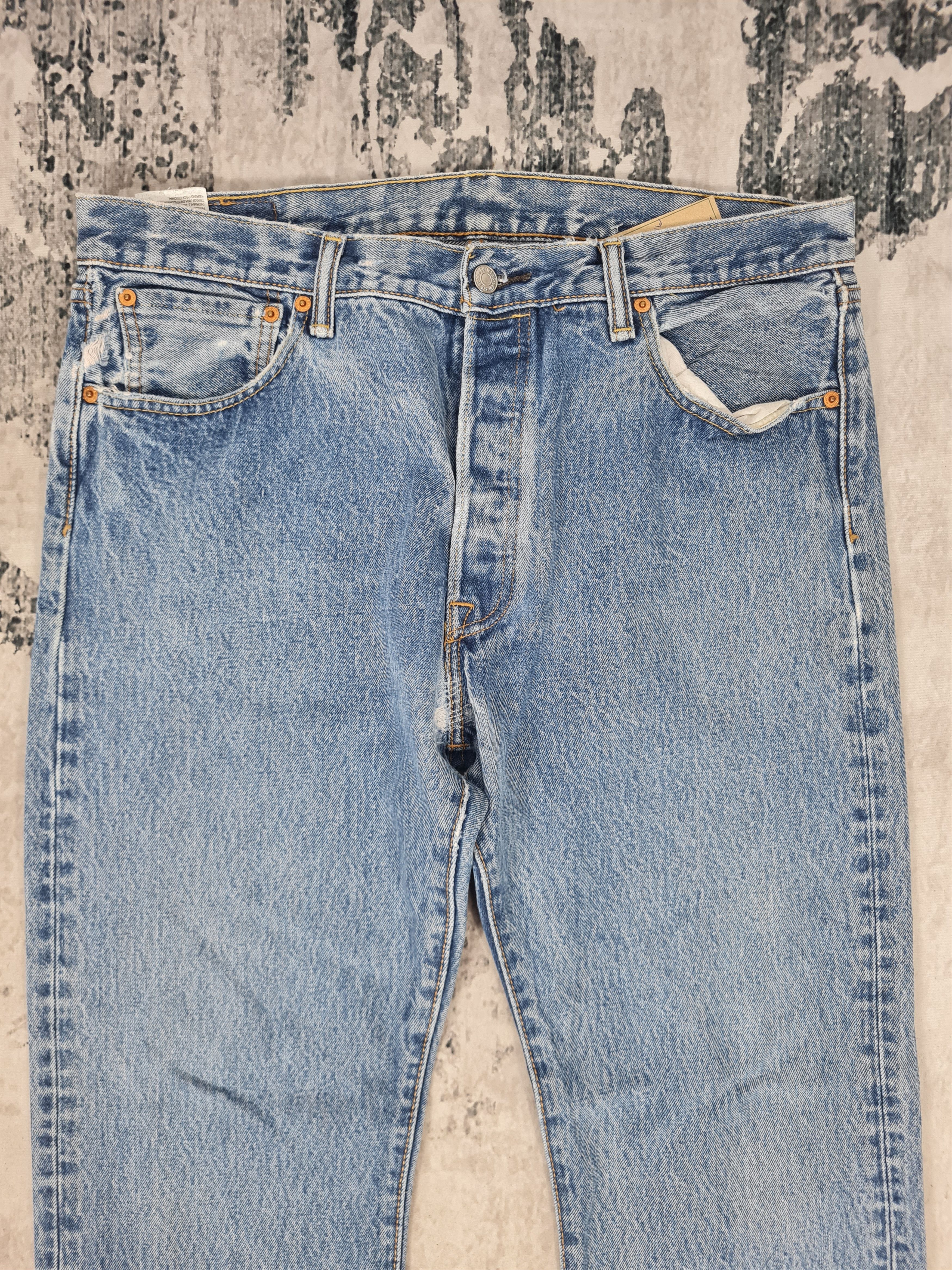 Levi's LEVIS 501 Faded Stonewash Light Blue Jeans L0313 Size 35x30 Size US 35 - 4 Thumbnail