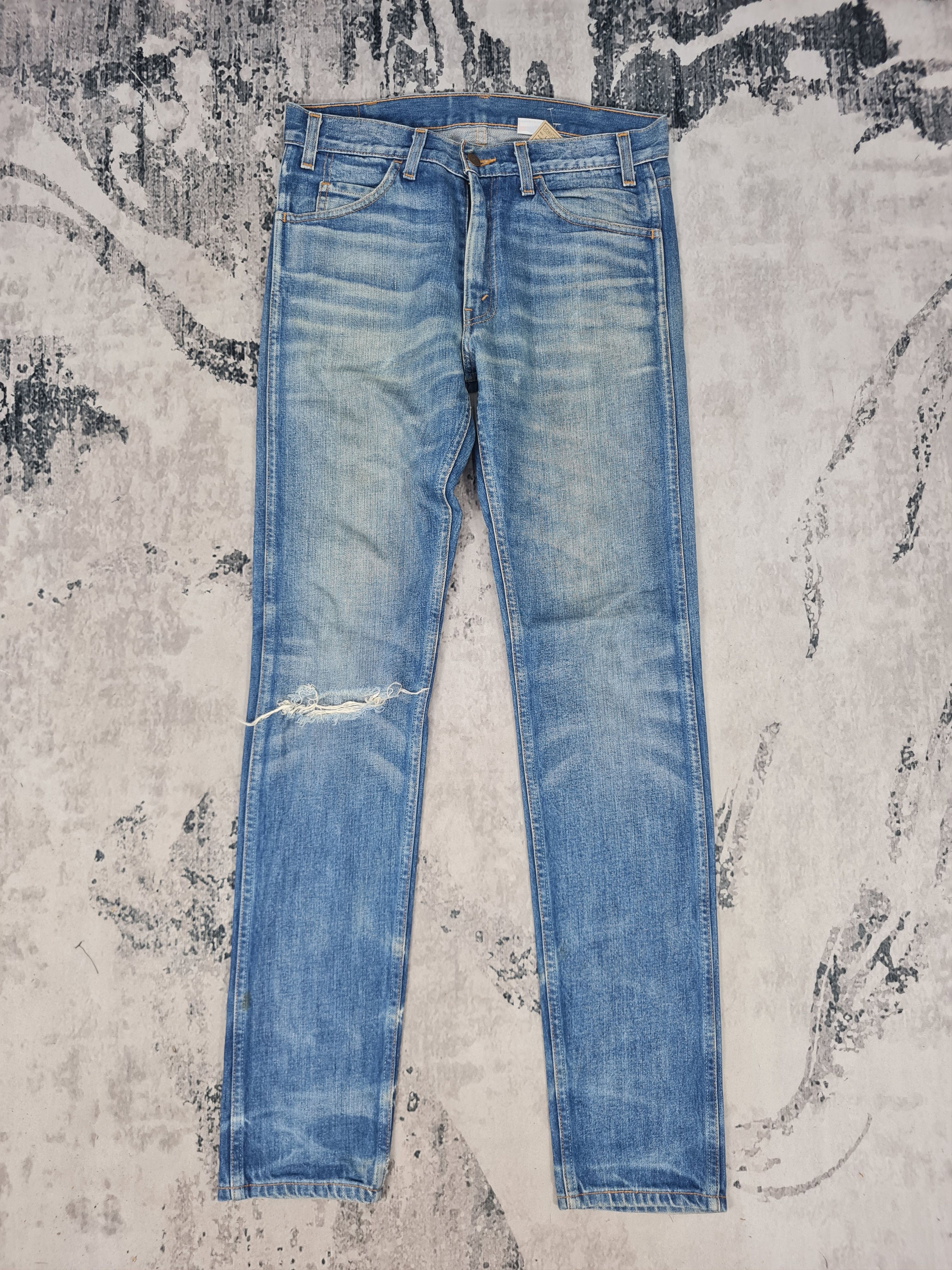 image of Distressed Denim x Levis VTG Levis 606 Repro Ripped Orange Tab L0321 Size 32X33.5 in Blue, Men's
