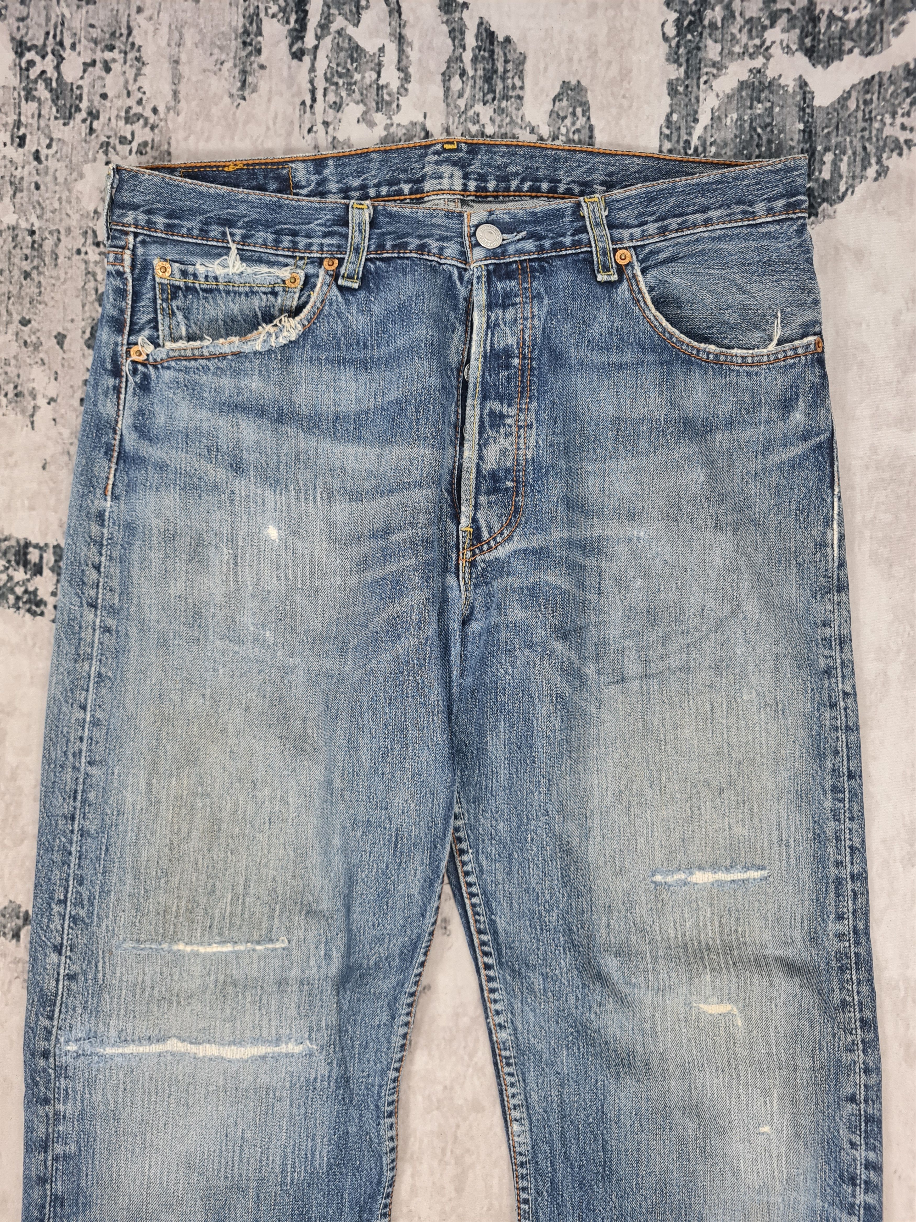 Levi's LEVIS 501 Distressed Cropped Ripped Jeans L0323 Size 34x29 Size US 34 / EU 50 - 5 Thumbnail