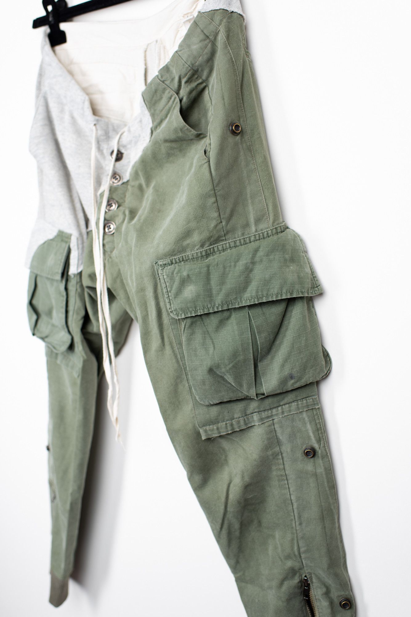 Greg Lauren Grey fleece / army tent slim cargo lounge pant Size US 30 / EU 46 - 3 Thumbnail