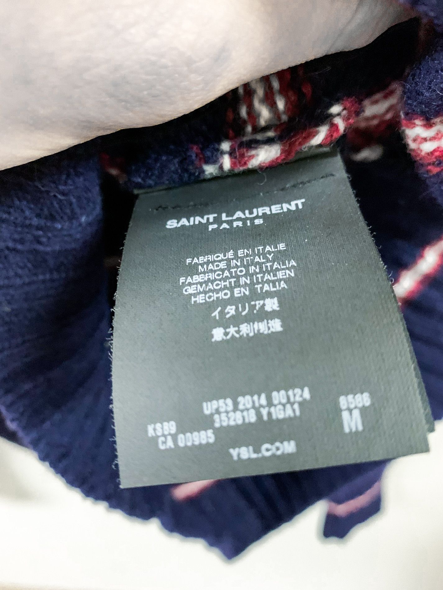 Saint Laurent Paris FW14 Striped Wool Sweater Blue Red White Size US S / EU 44-46 / 1 - 6 Thumbnail