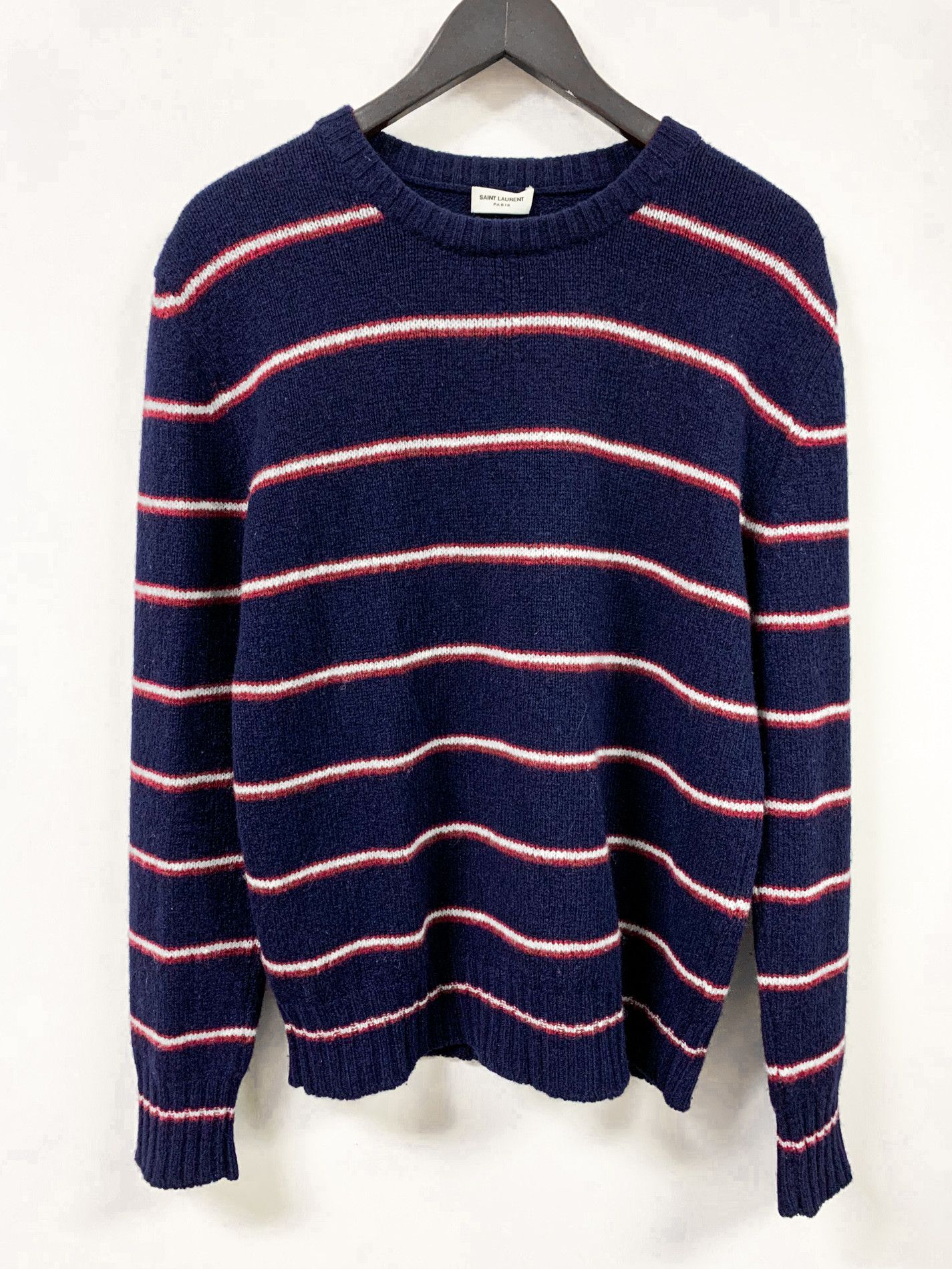 Saint Laurent Paris FW14 Striped Wool Sweater Blue Red White Size US S / EU 44-46 / 1 - 7 Thumbnail