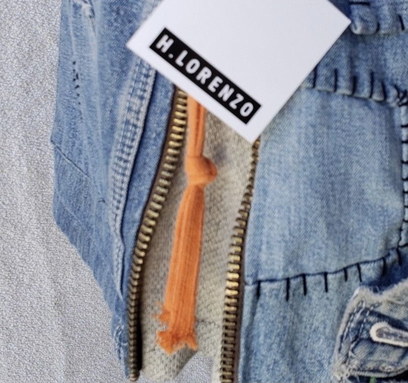 Greg Lauren Distressed Loopback Cotton-Jersey/Denim Hoodie Size US M / EU 48-50 / 2 - 10 Thumbnail