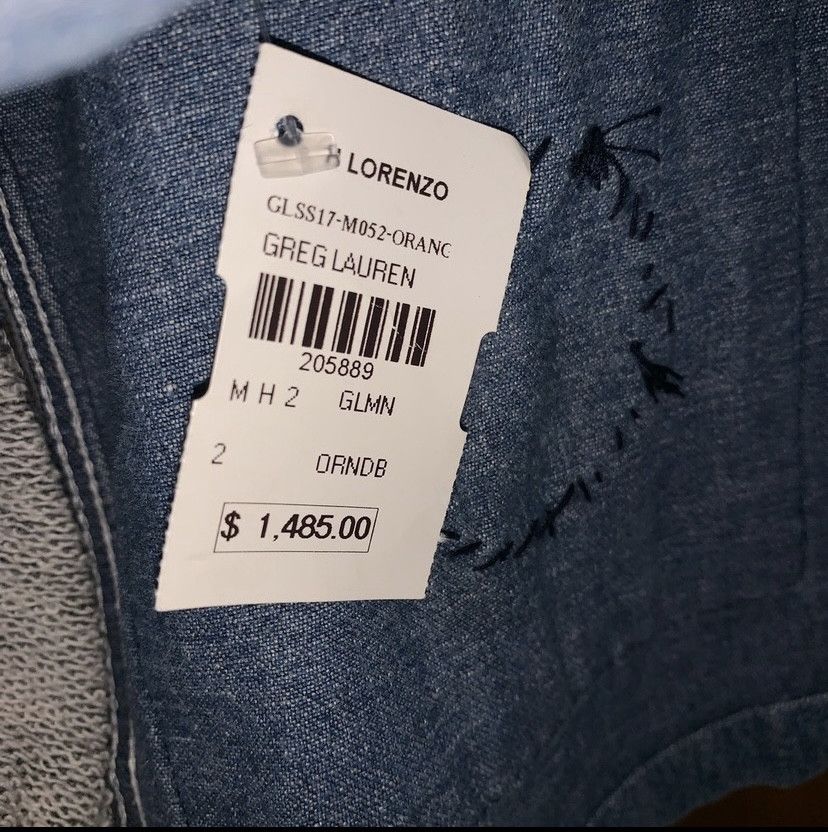 Greg Lauren Distressed Loopback Cotton-Jersey/Denim Hoodie Size US M / EU 48-50 / 2 - 5 Thumbnail