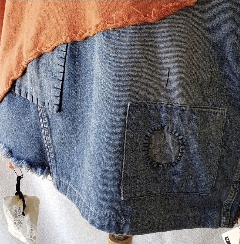 Greg Lauren Distressed Loopback Cotton-Jersey/Denim Hoodie Size US M / EU 48-50 / 2 - 9 Thumbnail