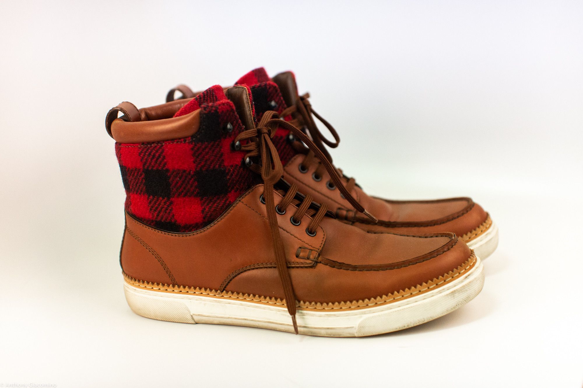 Louis Vuitton Check Pattern High-cut Shoes Boots Brown/red Leather Size US 9.5 / EU 42-43 - 2 Thumbnail