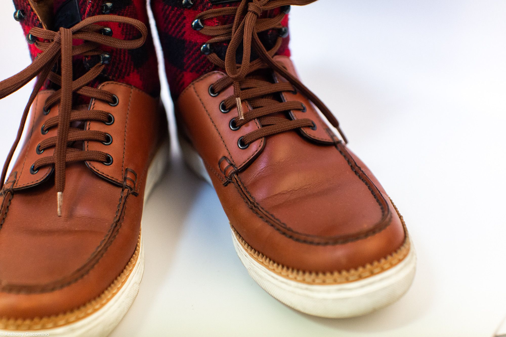 Louis Vuitton Check Pattern High-cut Shoes Boots Brown/red Leather Size US 9.5 / EU 42-43 - 8 Thumbnail