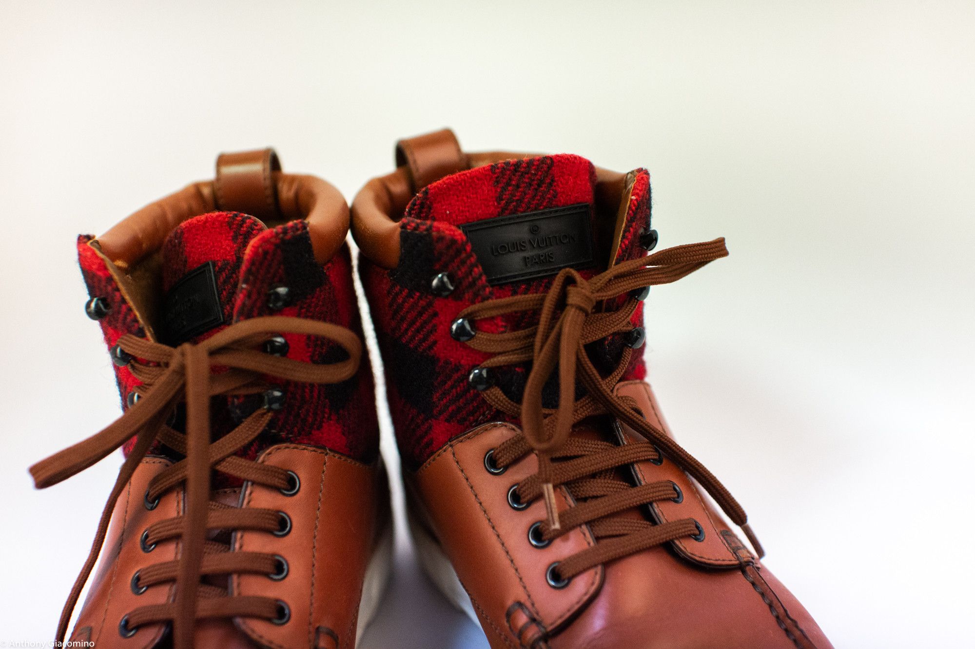 Louis Vuitton Check Pattern High-cut Shoes Boots Brown/red Leather Size US 9.5 / EU 42-43 - 6 Thumbnail