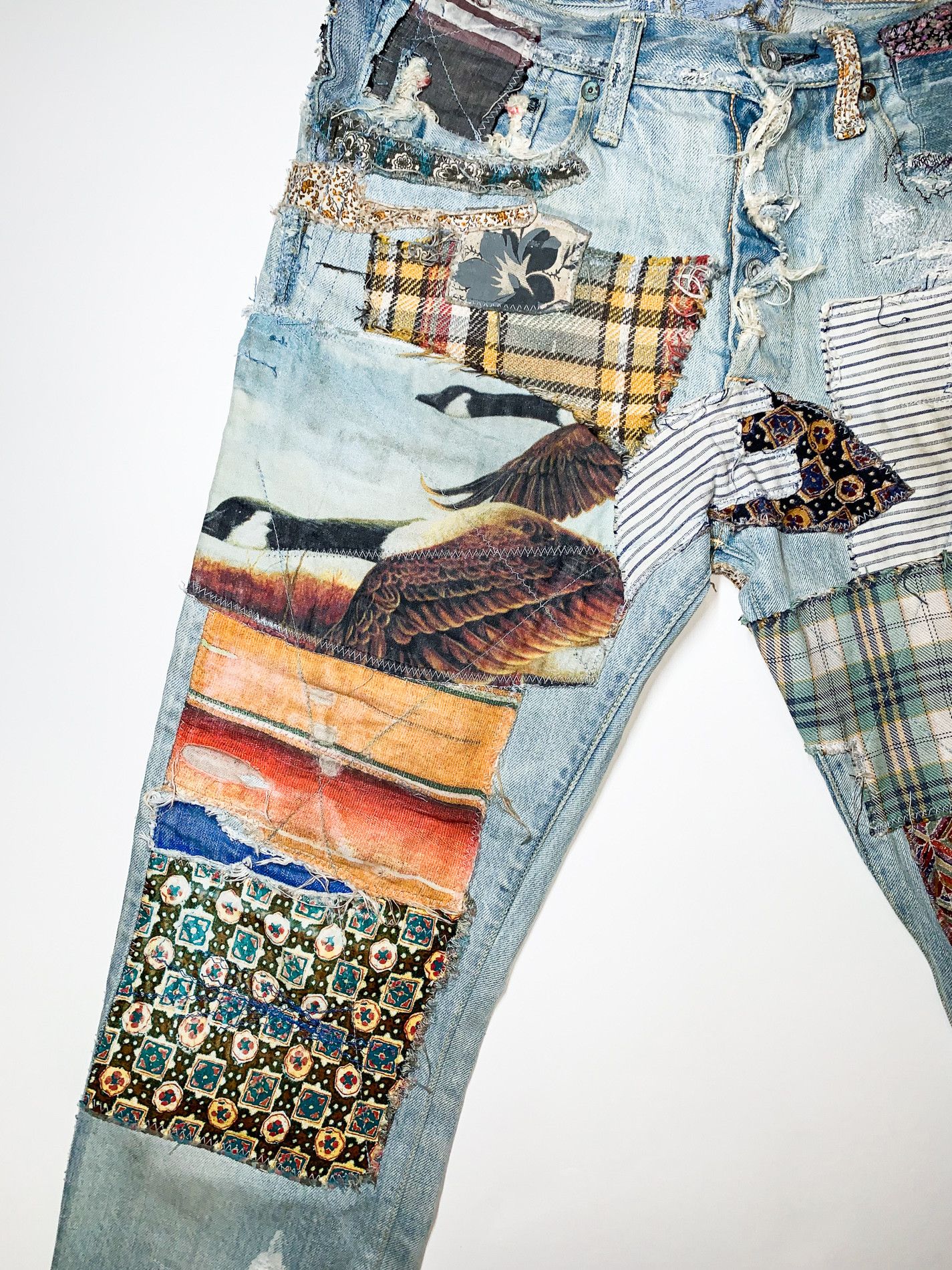Kapital KAPITAL "Happy Patchwork Tapered" Denim Size US 30 / EU 46 - 3 Thumbnail