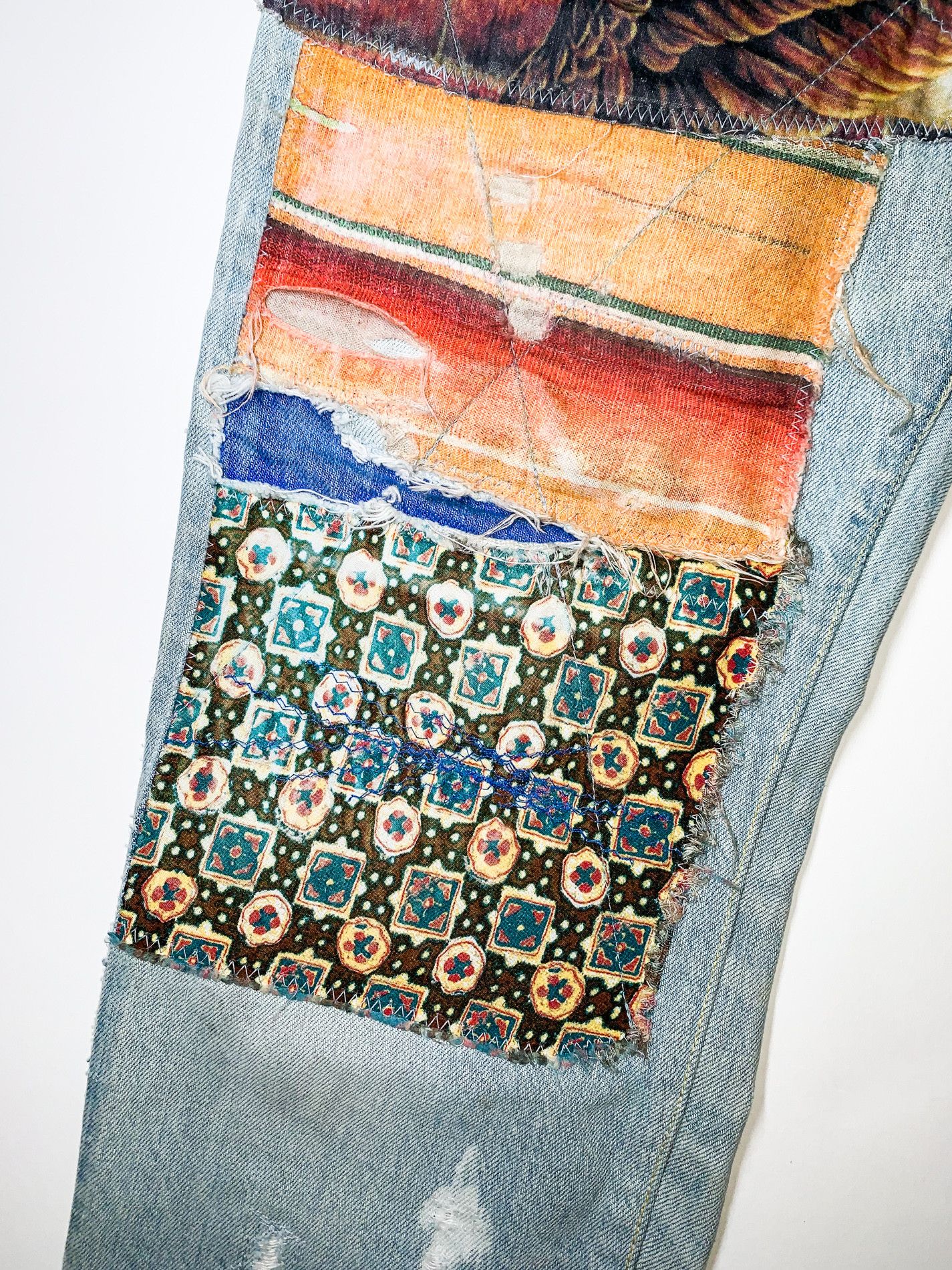Kapital KAPITAL "Happy Patchwork Tapered" Denim Size US 30 / EU 46 - 4 Thumbnail