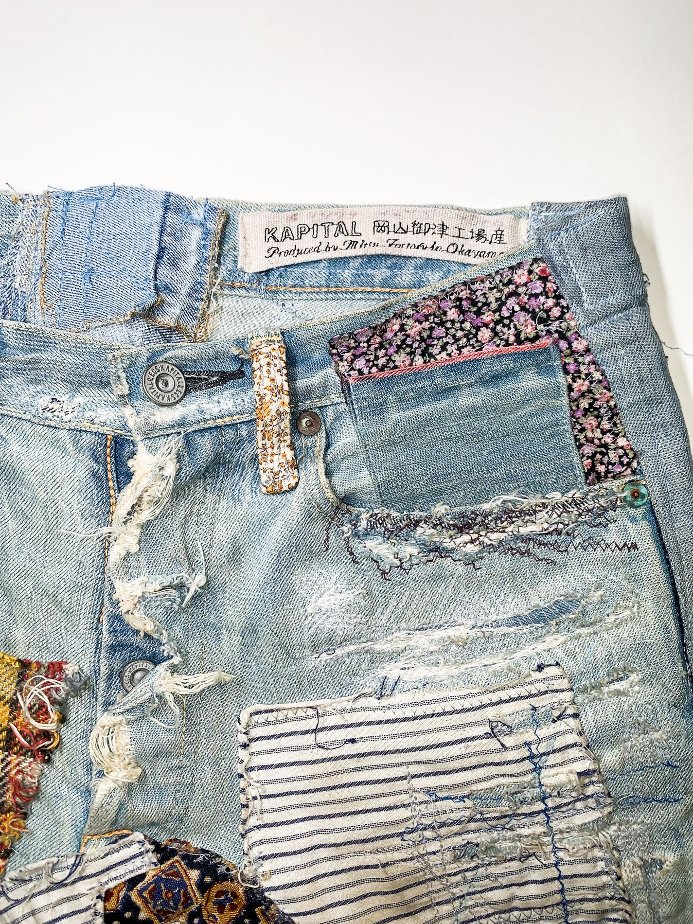 Kapital KAPITAL "Happy Patchwork Tapered" Denim Size US 30 / EU 46 - 7 Thumbnail