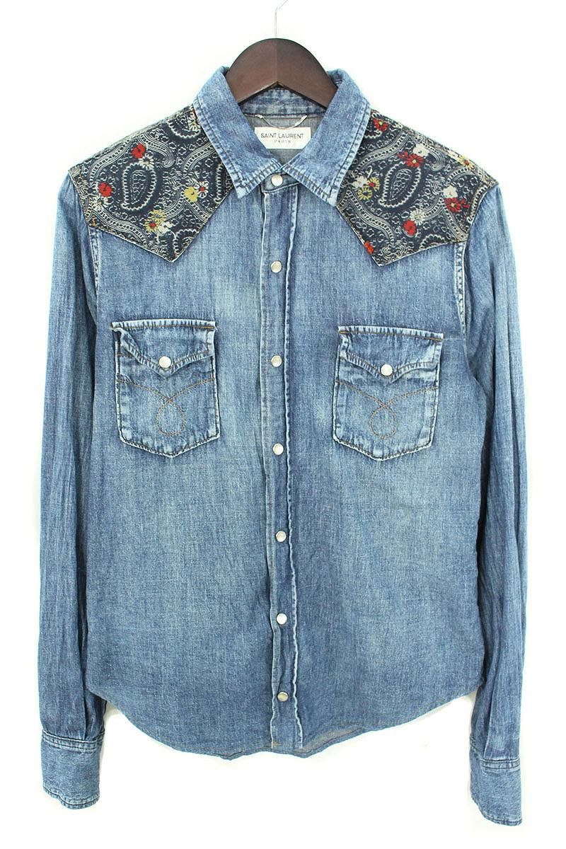Saint Laurent Paris Western Bandana Denim Shirt Size US S / EU 44-46 / 1 - 5 Thumbnail