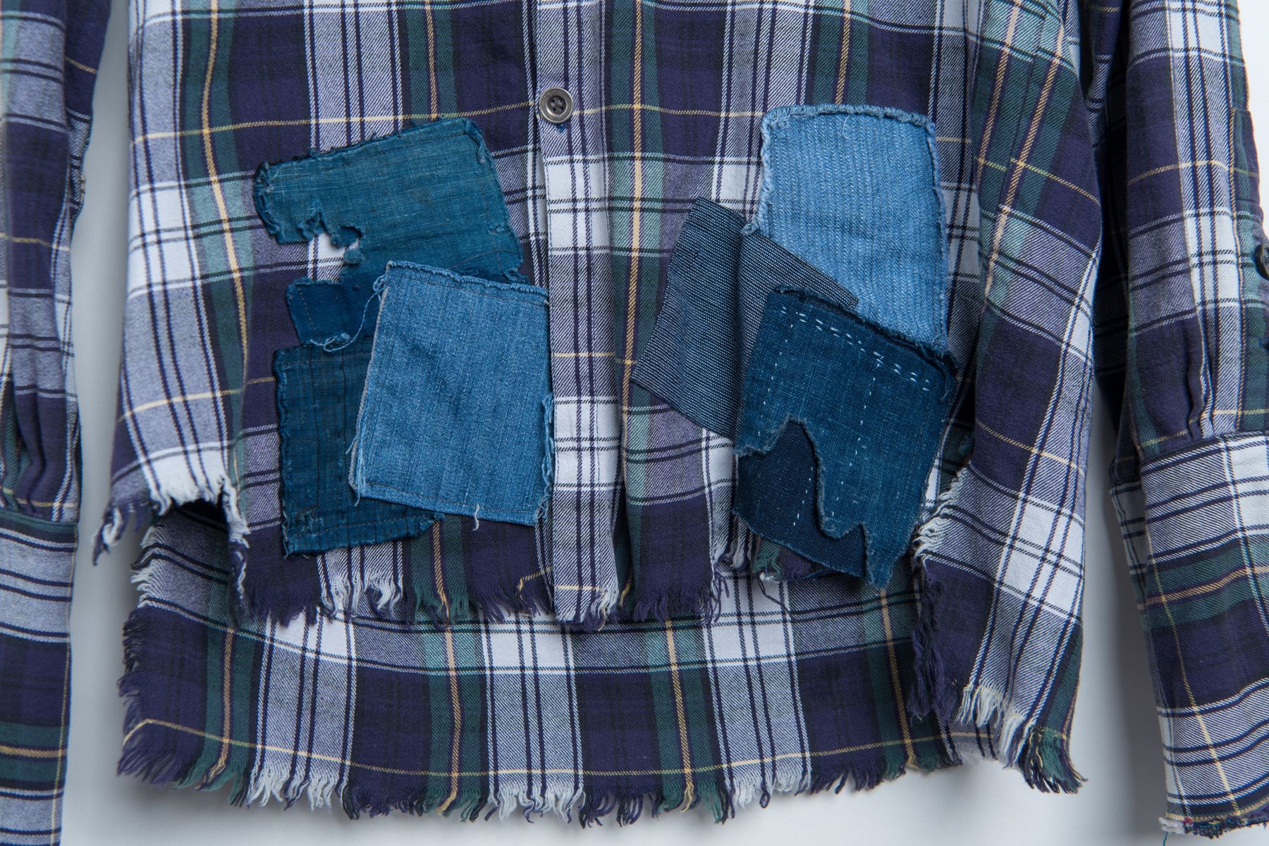 Greg Lauren Flannel Studio Shirt w/ Patchwork Size US M / EU 48-50 / 2 - 2 Thumbnail