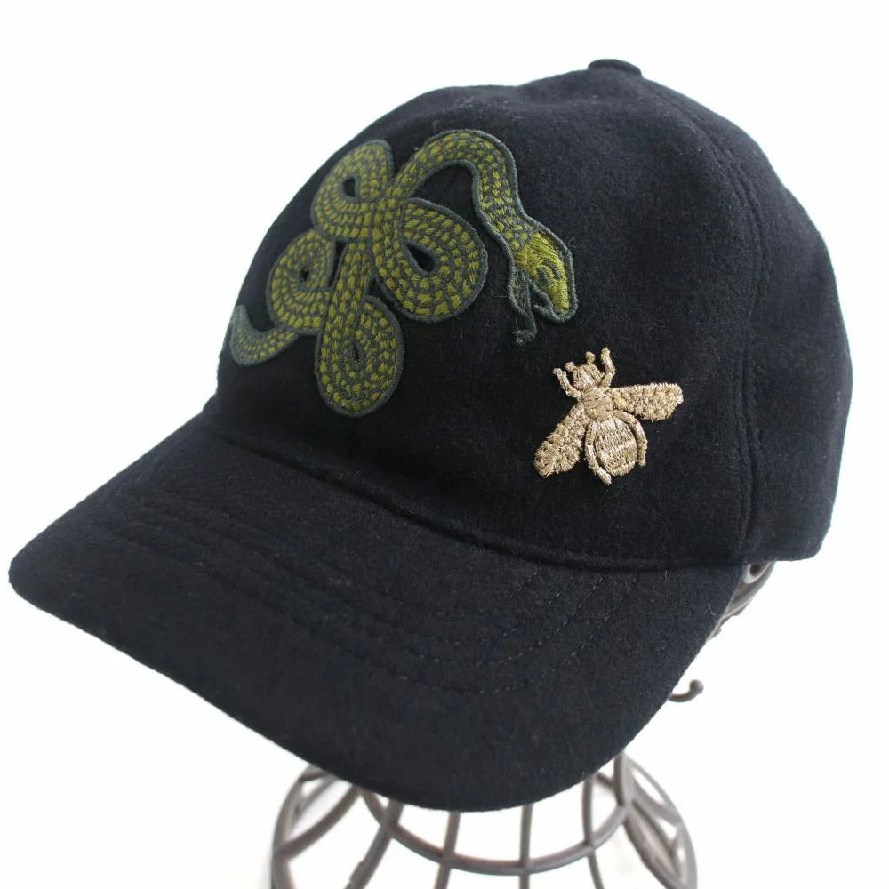 Gucci Felt Snake Bee Embroidered cap Size ONE SIZE - 2 Thumbnail