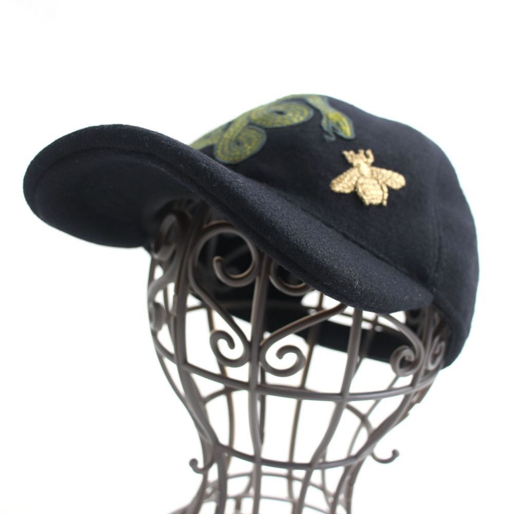 Gucci Felt Snake Bee Embroidered cap Size ONE SIZE - 3 Thumbnail