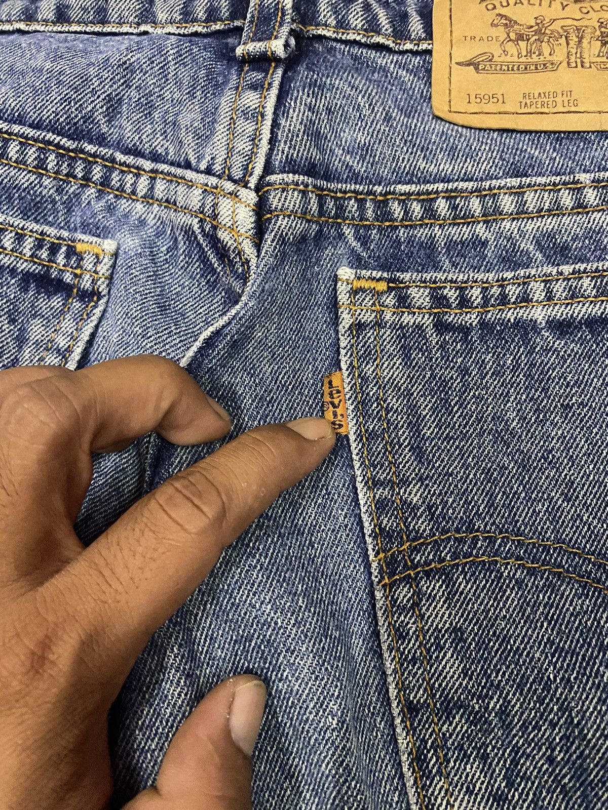 Levi's × Vintage Vintage Levis 950 15951 Orange Tab Denim Jeans Size US 33 - 10 Thumbnail