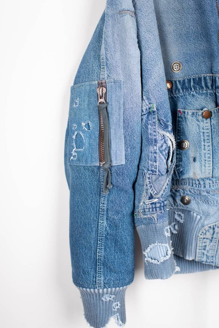 Greg Lauren Brand New Denim Flight Jacket Size US M / EU 48-50 / 2 - 12 Thumbnail