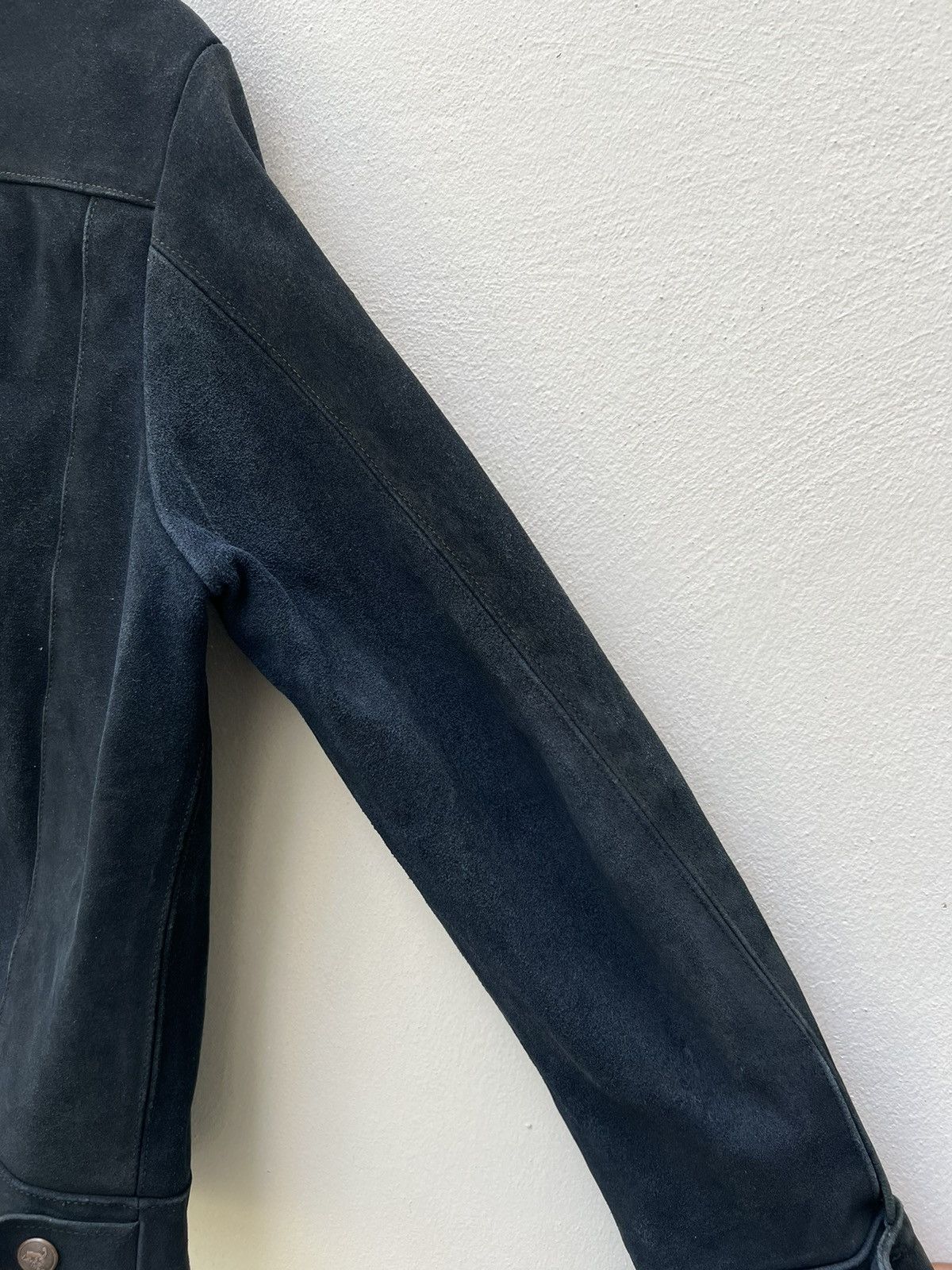 Vintage 70s 80s Ibex Fade Black Suede Leather Trucker Jacket