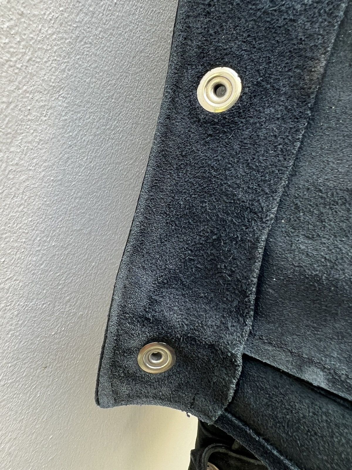 Vintage 70s 80s Ibex Fade Black Suede Leather Trucker Jacket