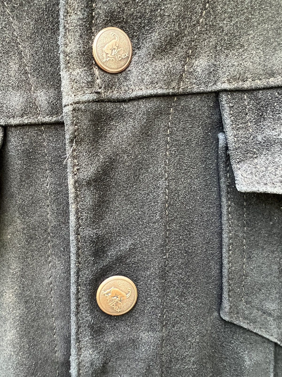 Vintage 70s 80s Ibex Fade Black Suede Leather Trucker Jacket