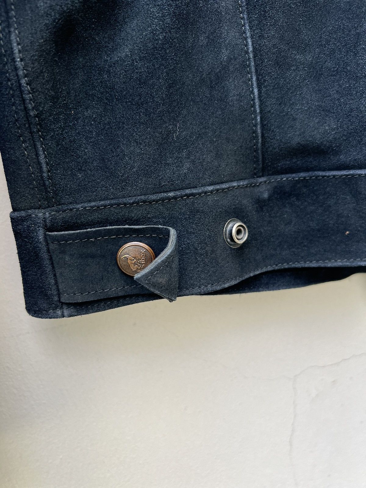 Vintage 70s 80s Ibex Fade Black Suede Leather Trucker Jacket