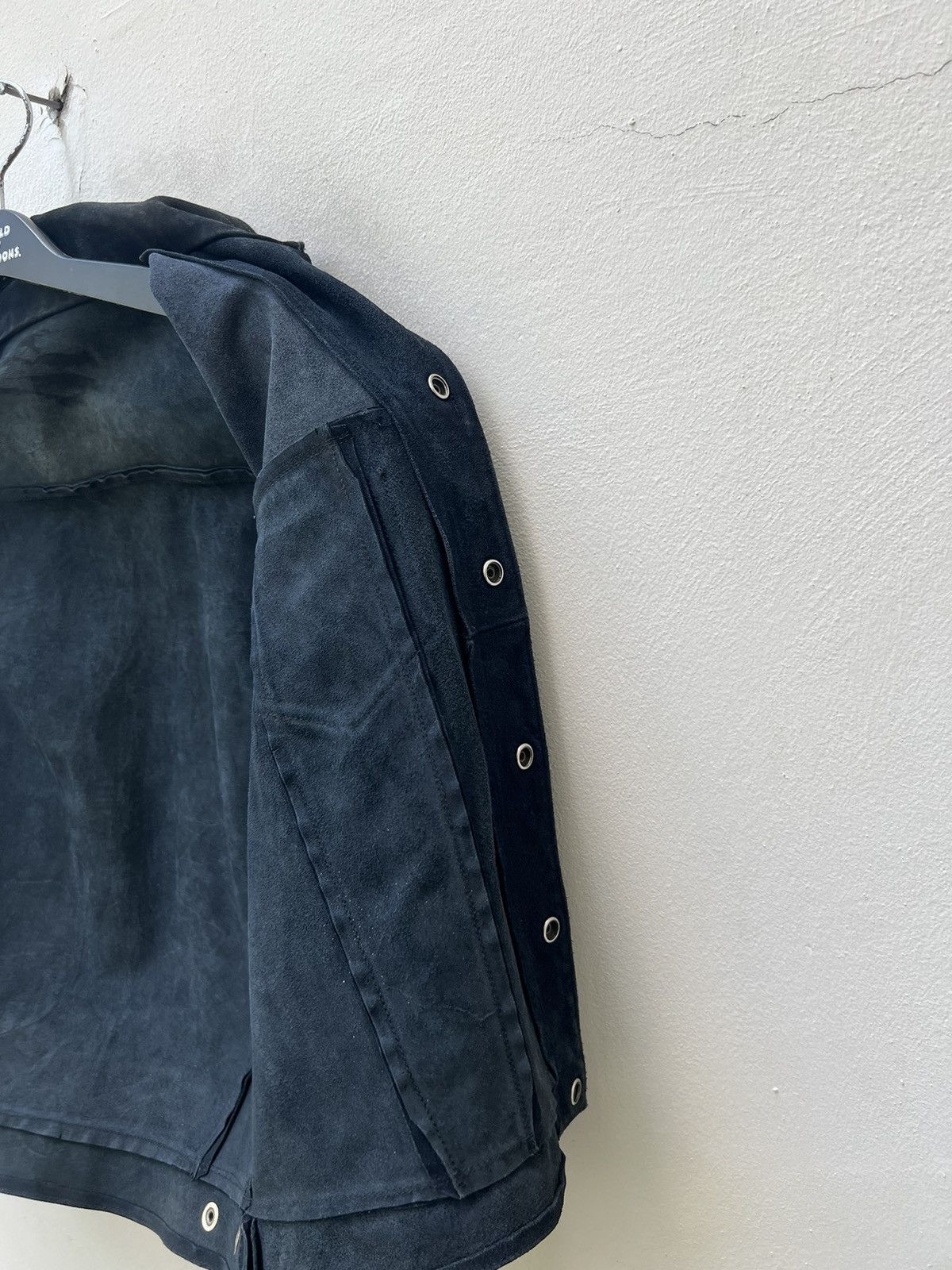 Vintage 70s 80s Ibex Fade Black Suede Leather Trucker Jacket