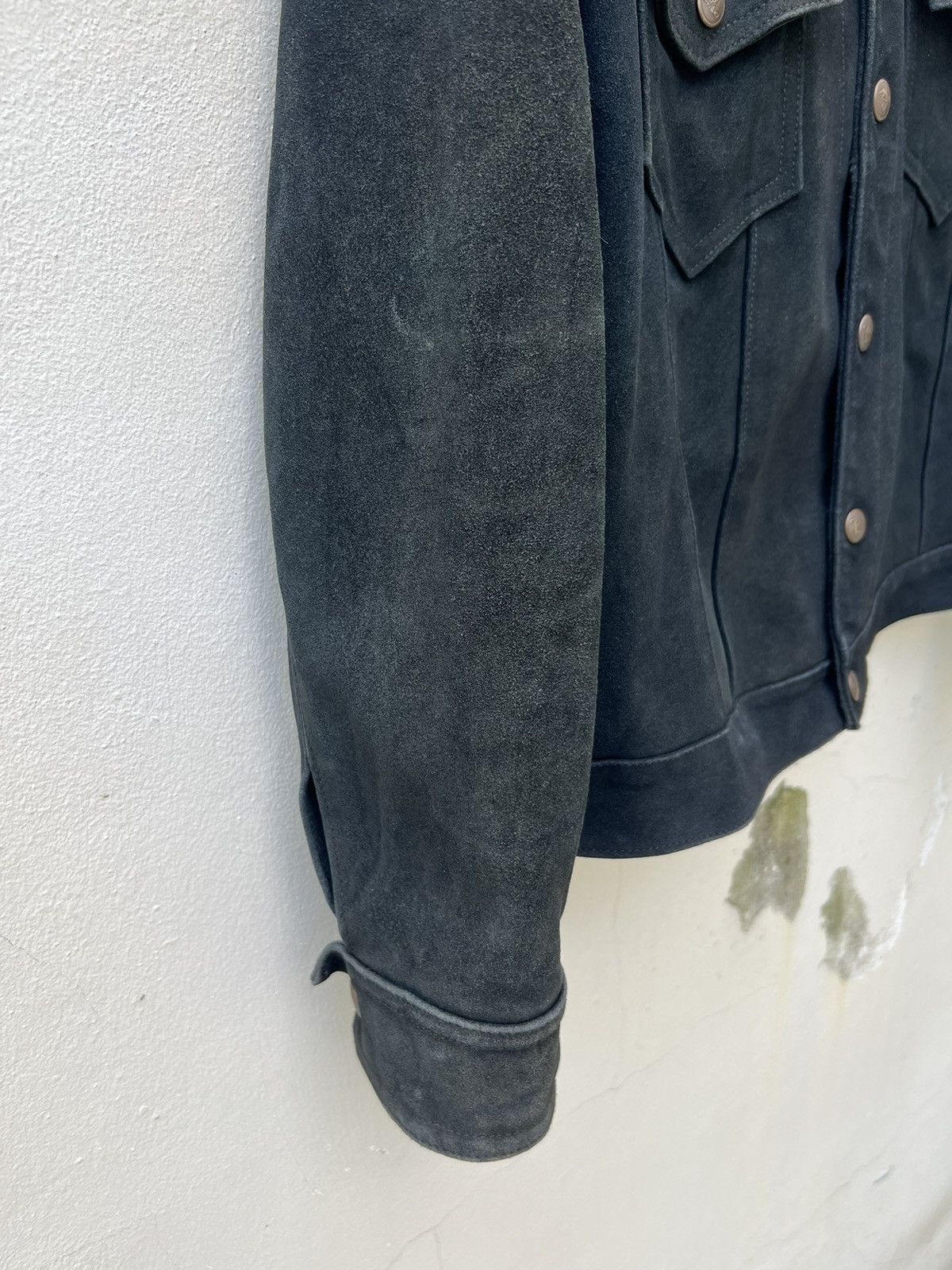 Vintage 70s 80s Ibex Fade Black Suede Leather Trucker Jacket