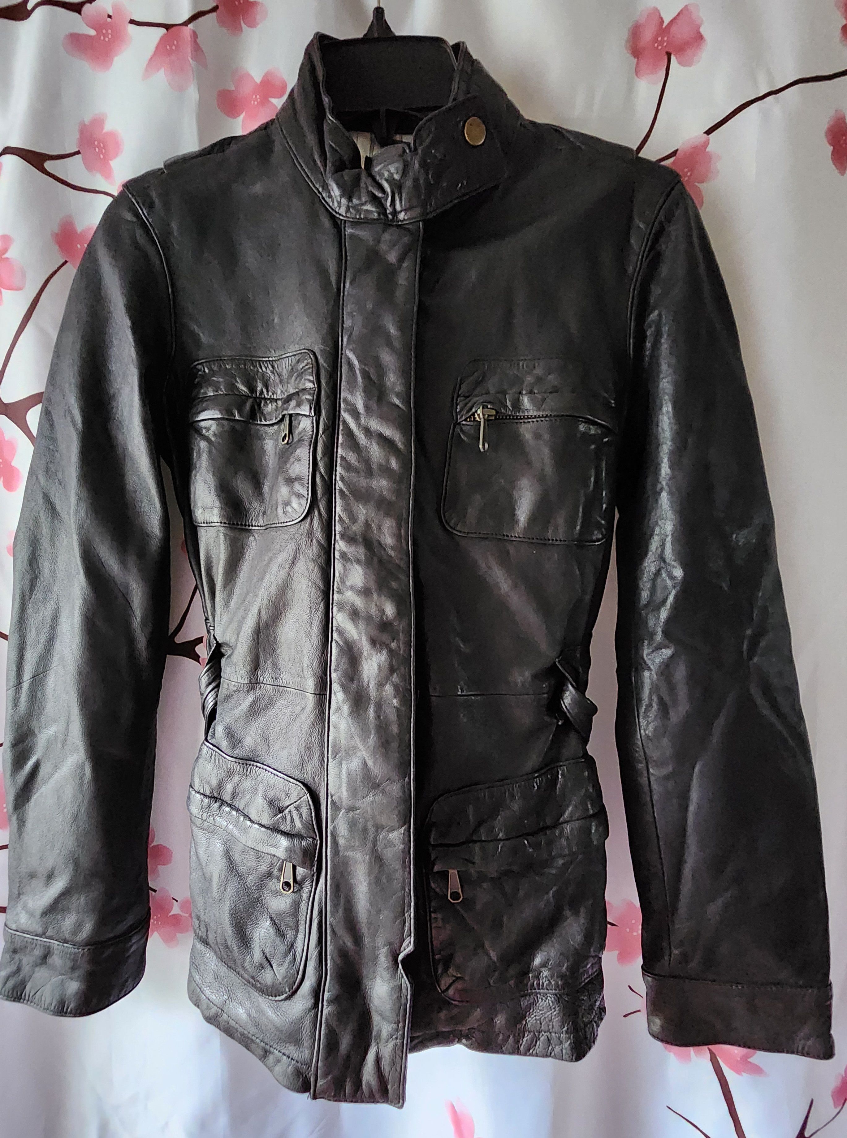 Gap Gap Black 100% Genuine Leather Belted Moto Jacket Coat XS Size XS / US 0-2 / IT 36-38 - 2 Thumbnail